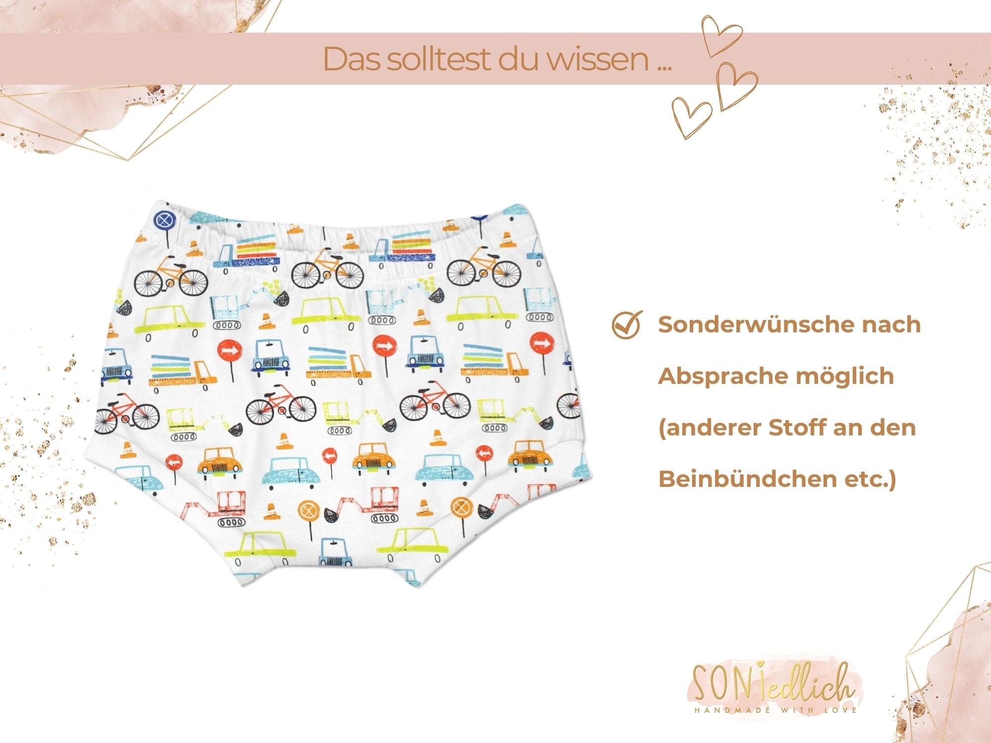 Bummie für Babys und Kinder „Fahrzeuge weiß“ Sonderwünsche