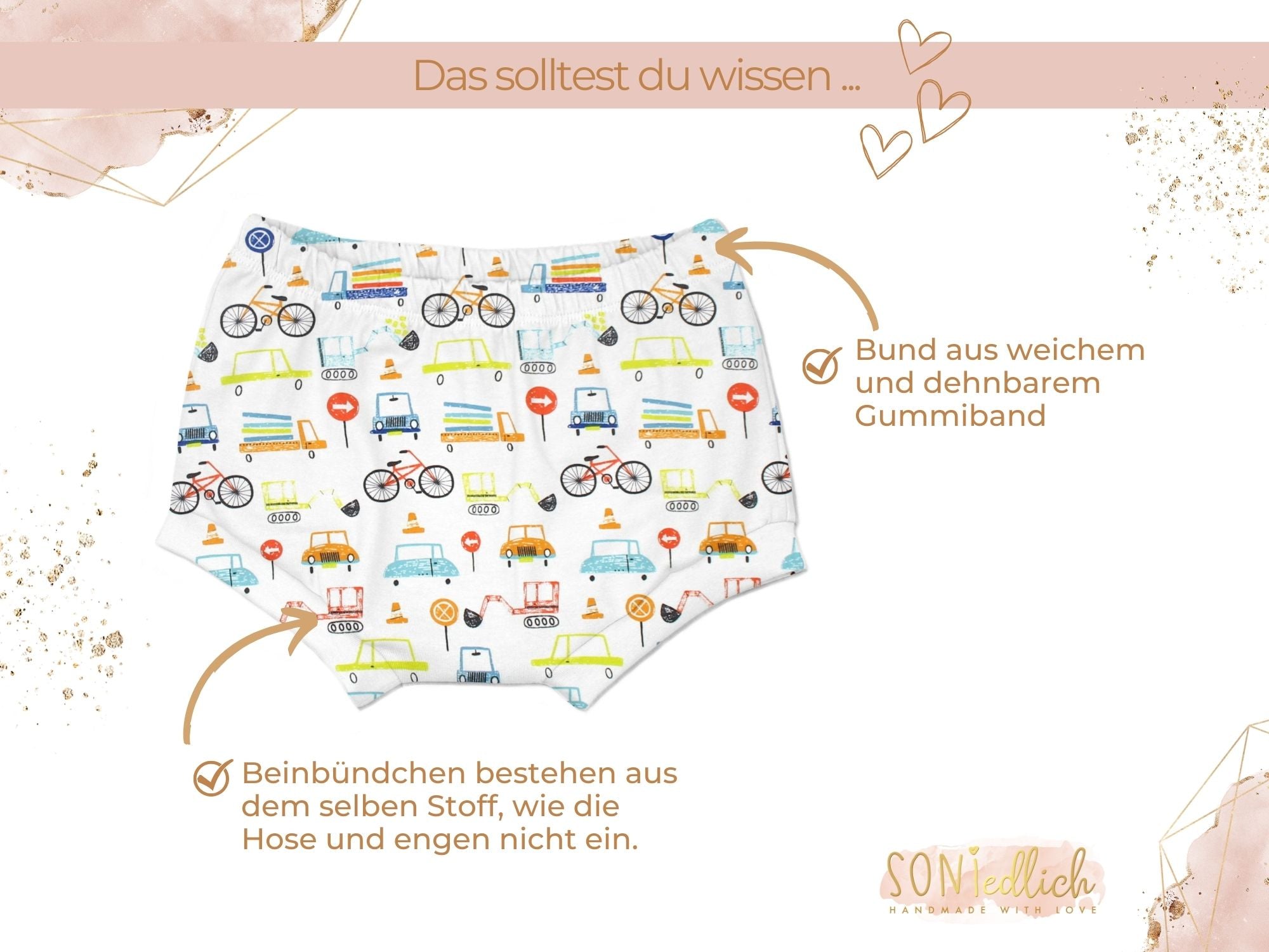 Bummie für Babys und Kinder „Fahrzeuge weiß“ Details