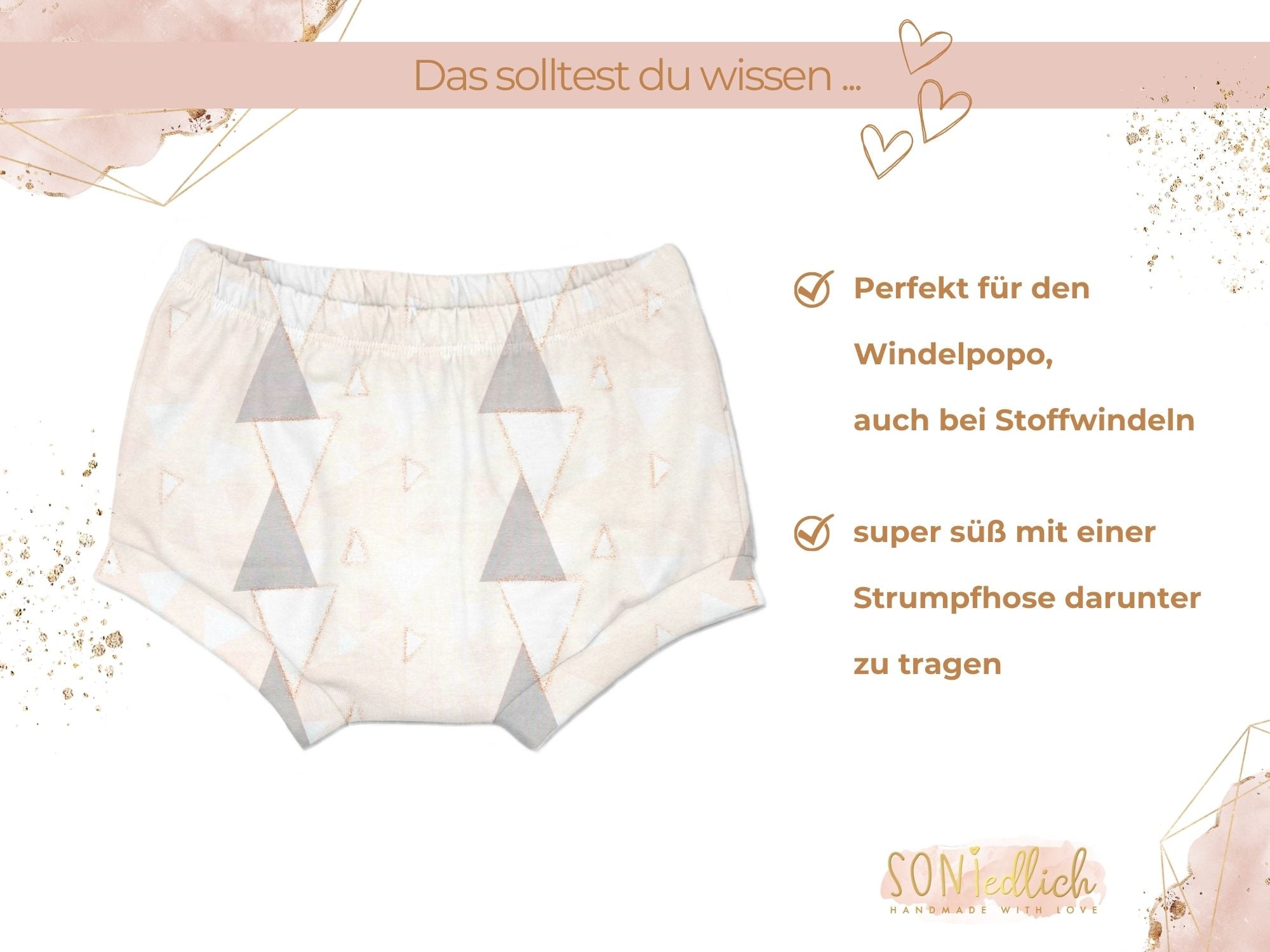Bummie für Babys und Kinder „Glitzerdreieck“ Beschreibung1