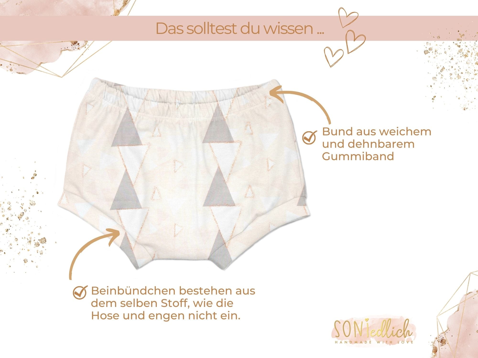 Bummie für Babys und Kinder „Glitzerdreieck“ Details