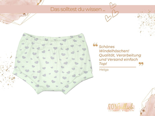Bummie für Babys und Kinder „Glitzerherzen, mint“ Bewertung