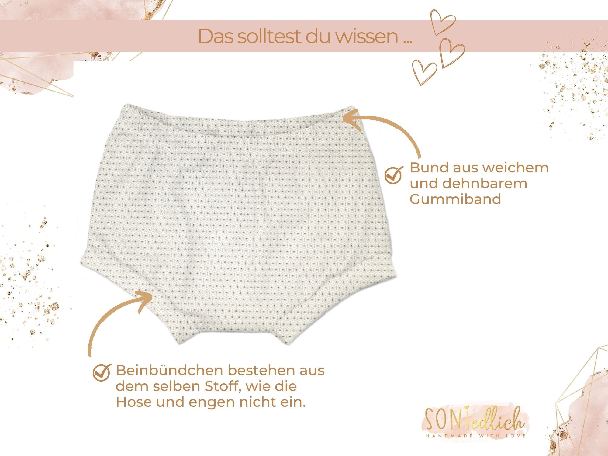 Bummie für Babys und Kinder „golden geometrics“ Details