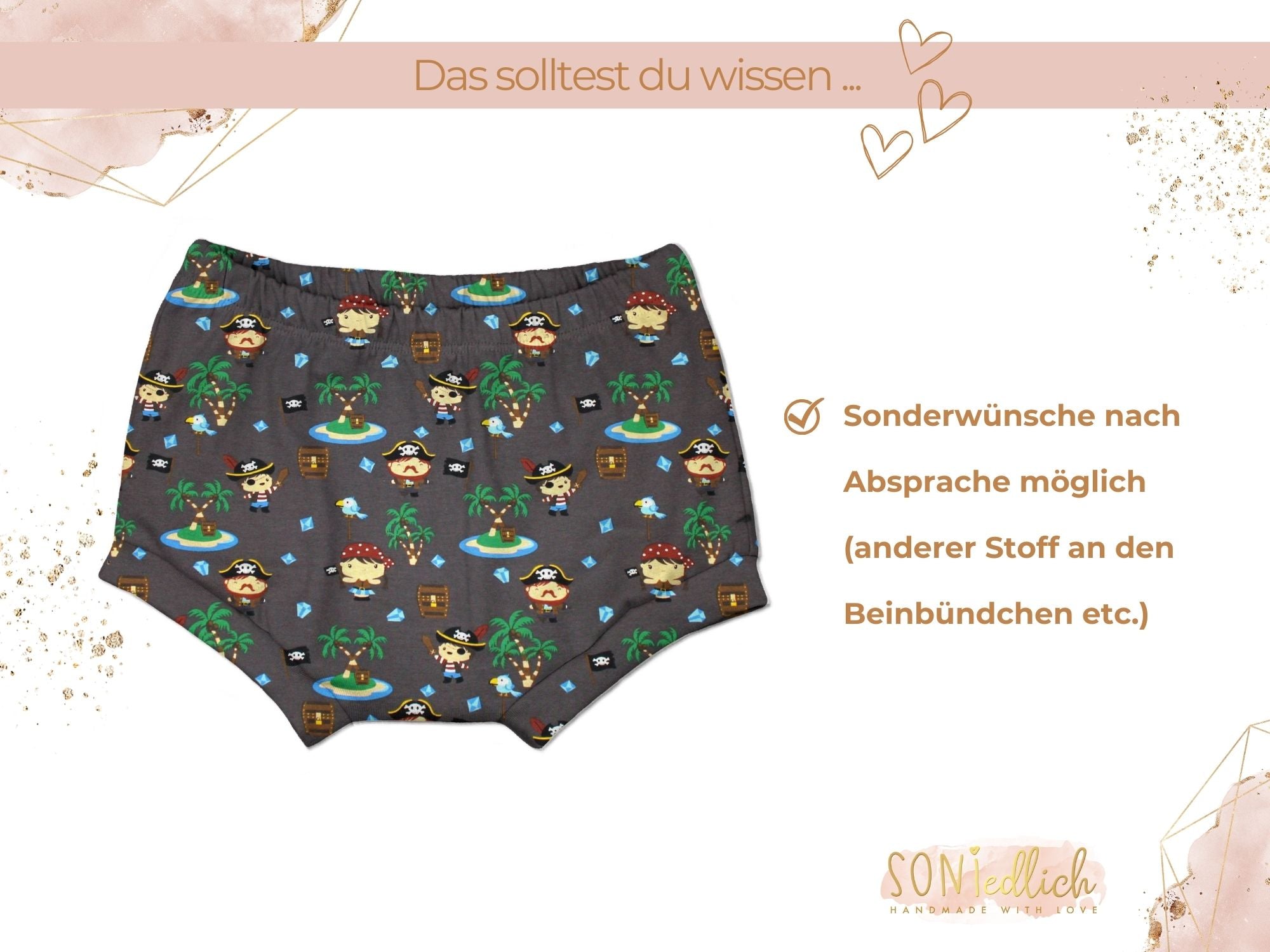 Bummie für Babys und Kinder „Inselpiraten, dunkelbraun“ Sonderwünsche