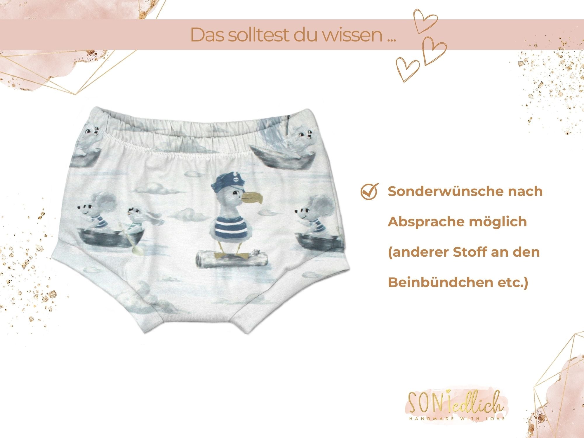 Bummie für Babys und Kinder „Kapitän Möwe“ Sonderwünsche