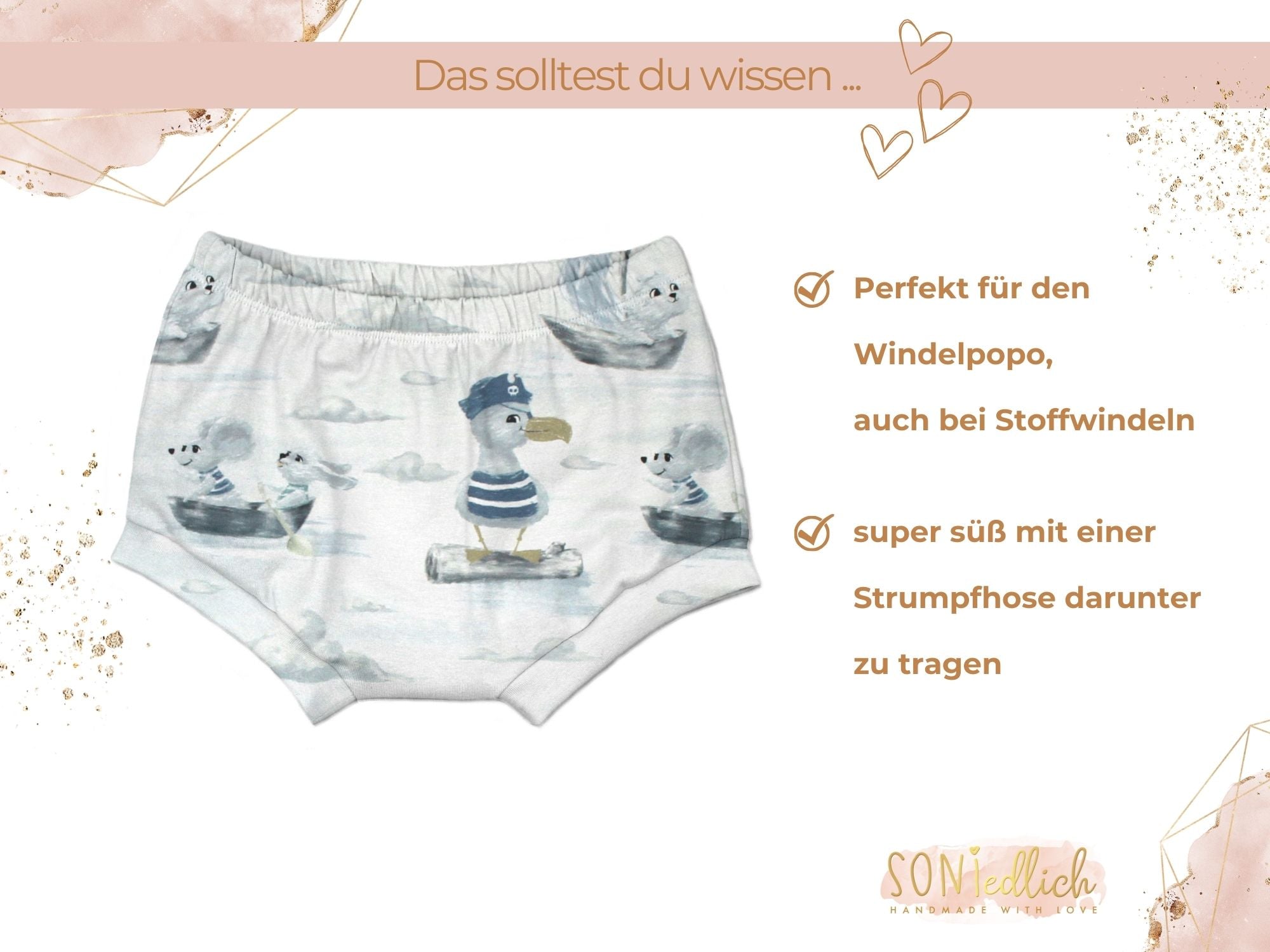 Bummie für Babys und Kinder „Kapitän Möwe“ Beschreibung1