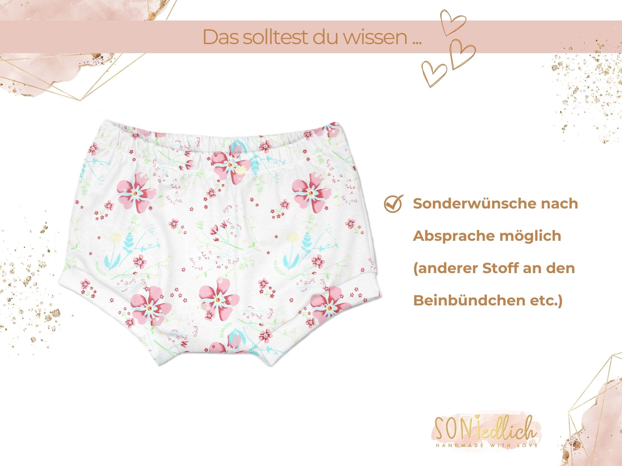 Bummie für Babys und Kinder „lovely flowers" Sonderwünsche