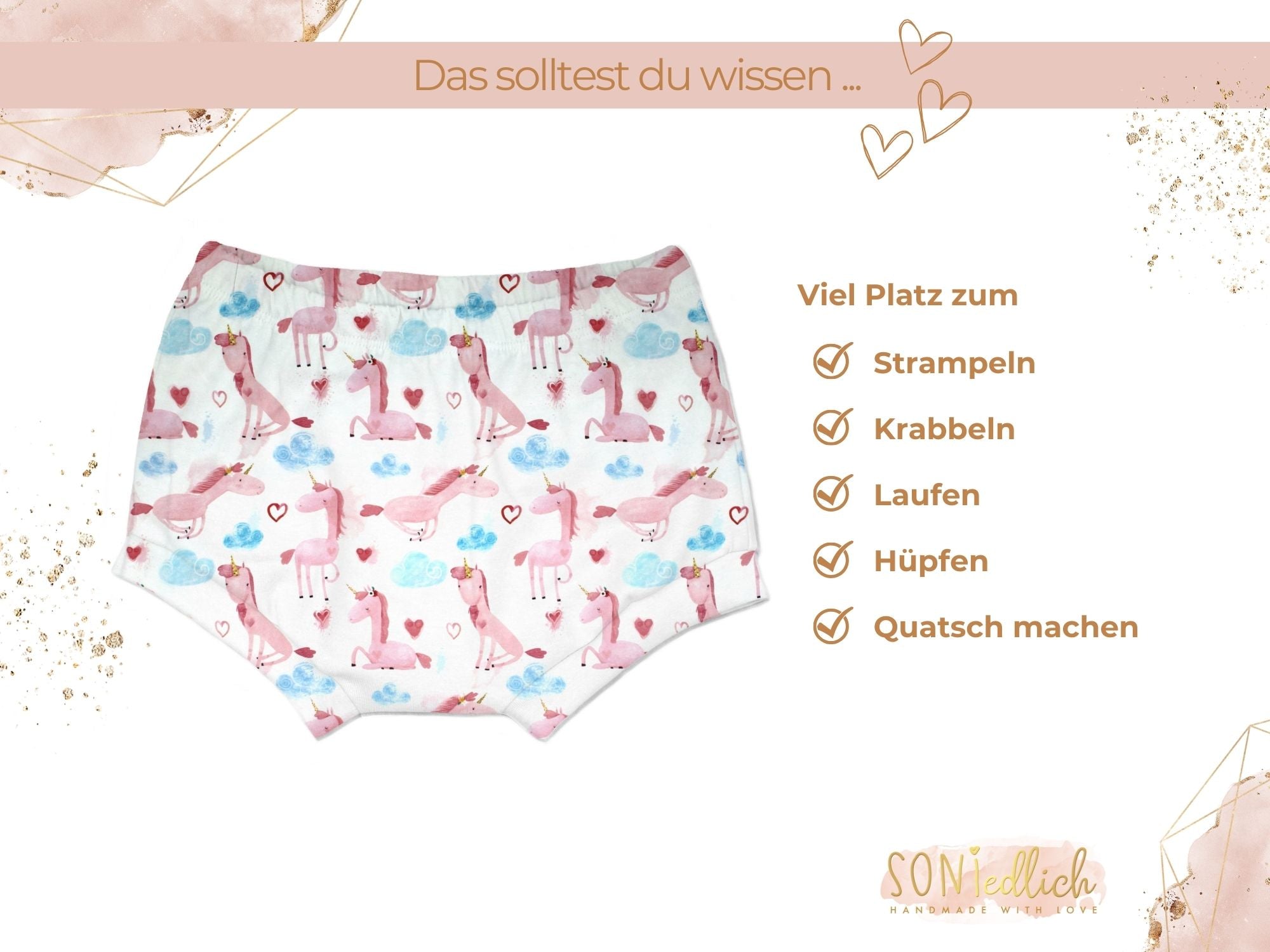 Bummie für Babys und Kinder „lovely unicorn" Beschreibung2