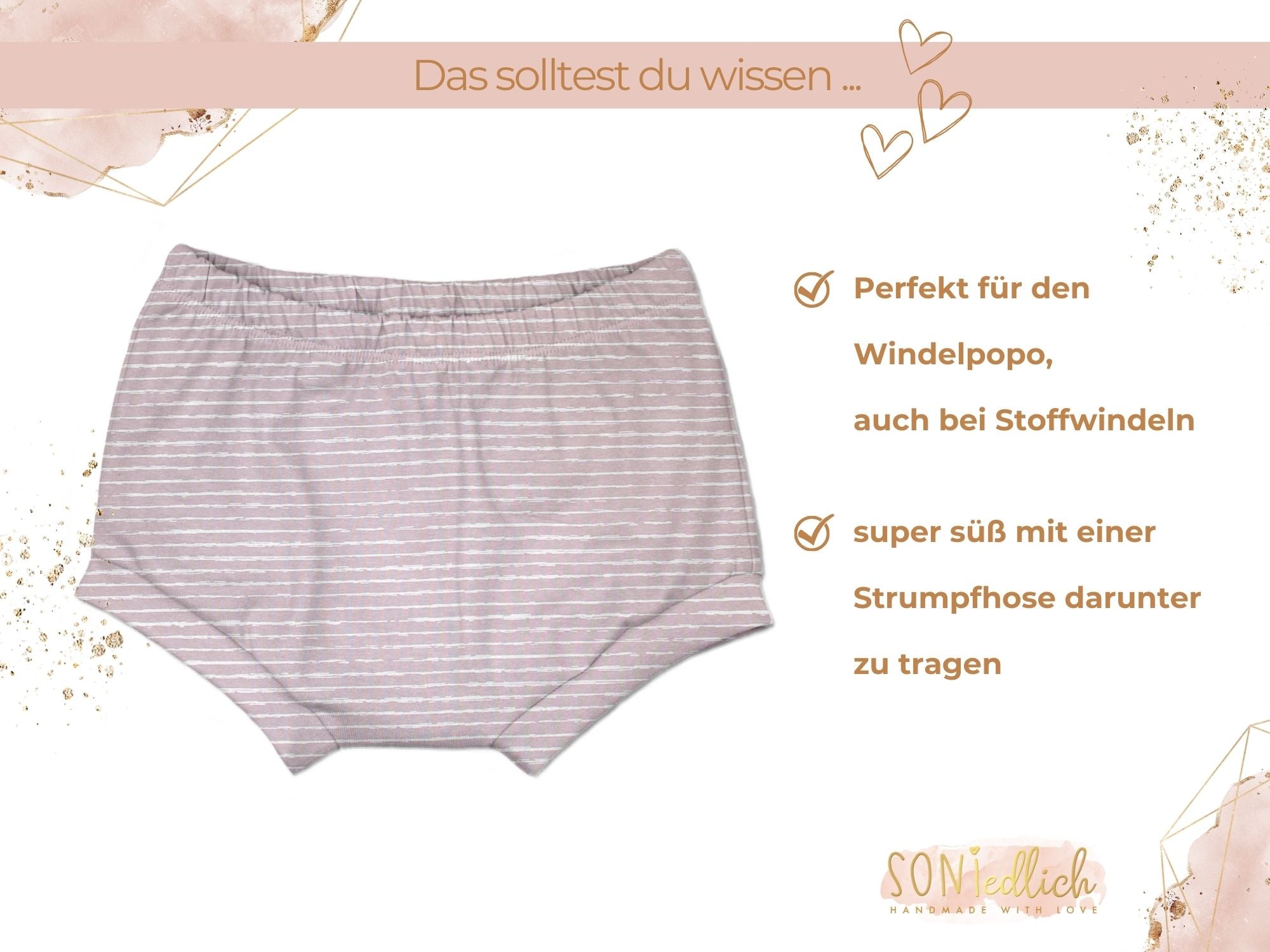 Bummie für Babys und Kinder „painted lines, rosa“ Beschreibung1