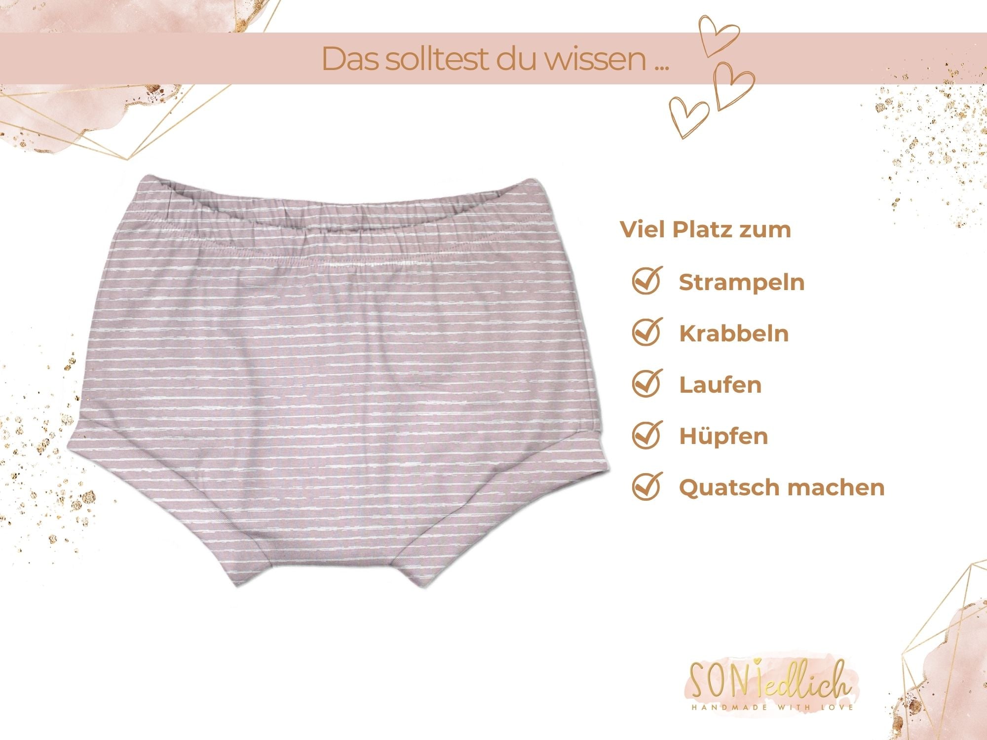 Bummie für Babys und Kinder „painted lines, rosa“ Beschreibung2