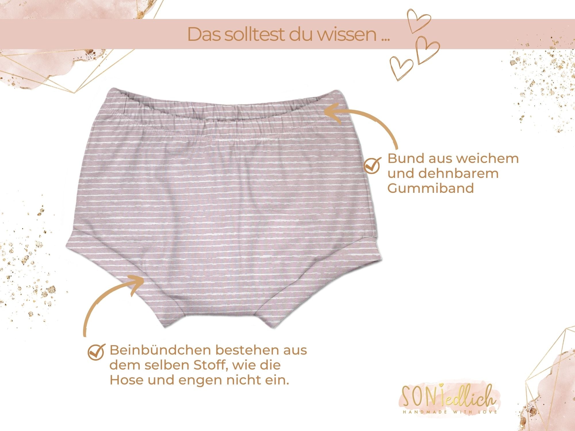 Bummie für Babys und Kinder „painted lines, rosa“ Details