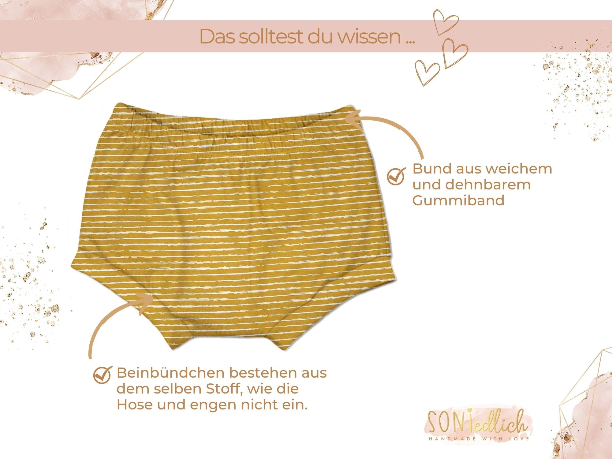 Bummie für Babys und Kinder „painted lines, senf“ Details
