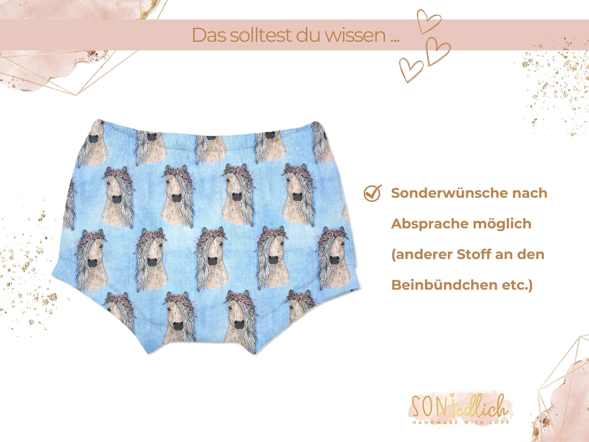 Bummie für Babys und Kinder „Pferde, jeansoptik“ Sonderwünsche