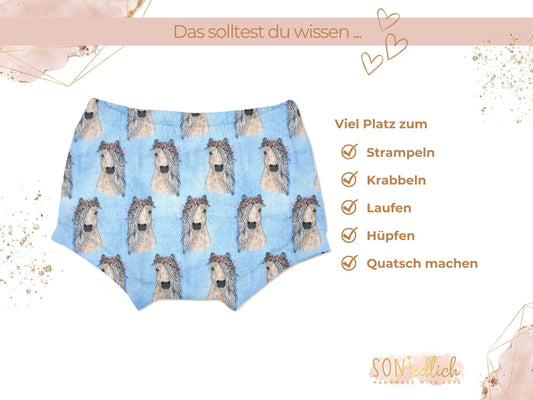 Bummie für Babys und Kinder „Pferde, jeansoptik“ Beschreibung2