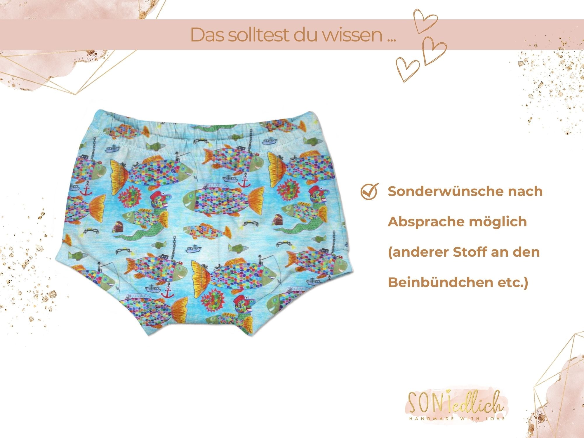 Bummie für Babys und Kinder „Regenbogenfisch“ Sonderwünsche