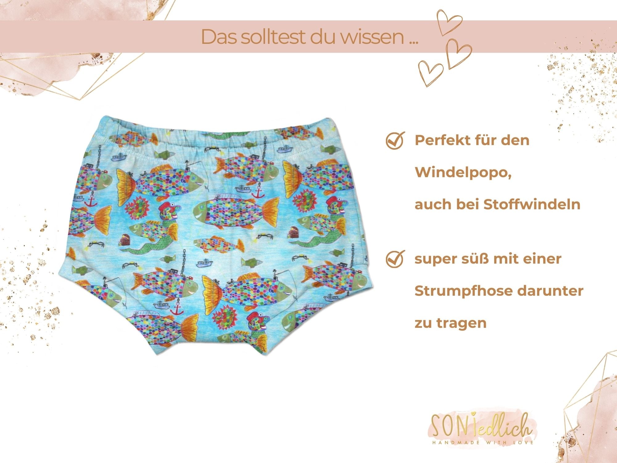 Bummie für Babys und Kinder „Regenbogenfisch“ Beschreibung1