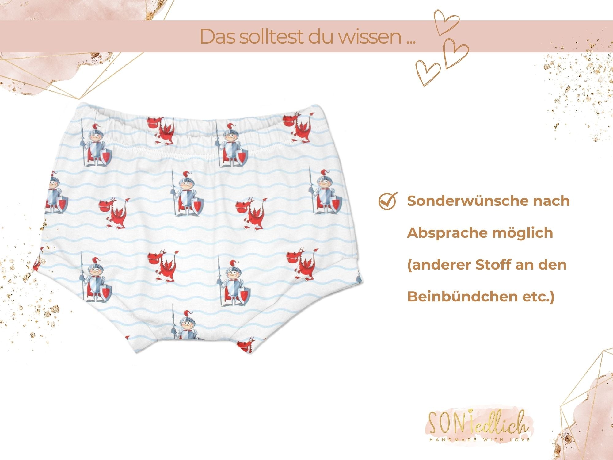 Bummie für Babys und Kinder „Ritter, weiß“ Sonderwünsche