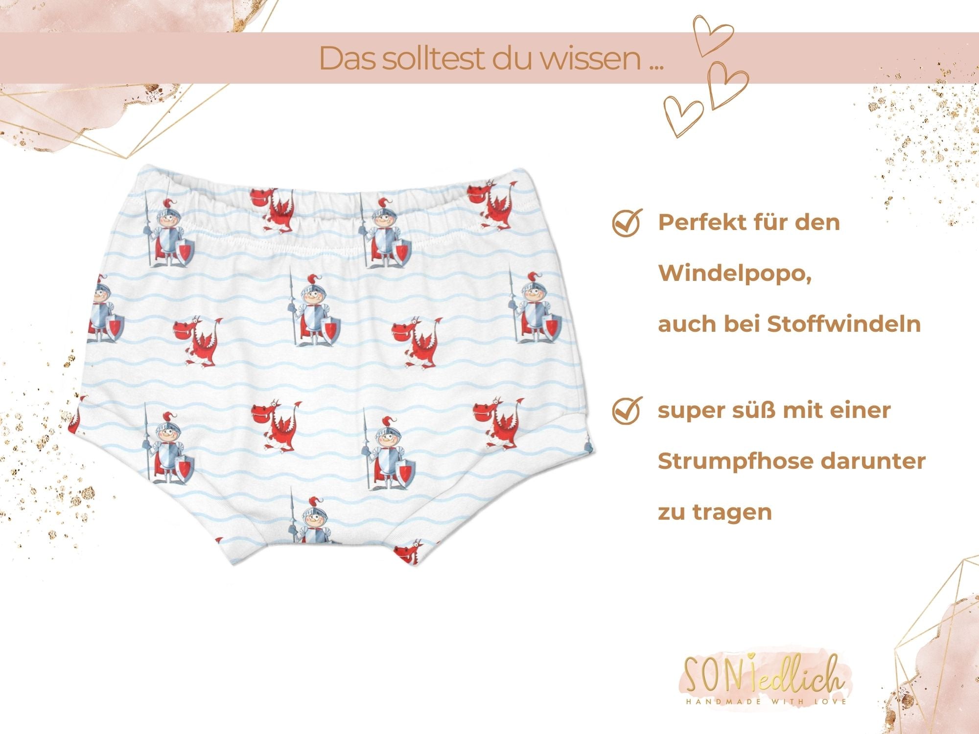 Bummie für Babys und Kinder „Ritter, weiß“ Beschreibung1