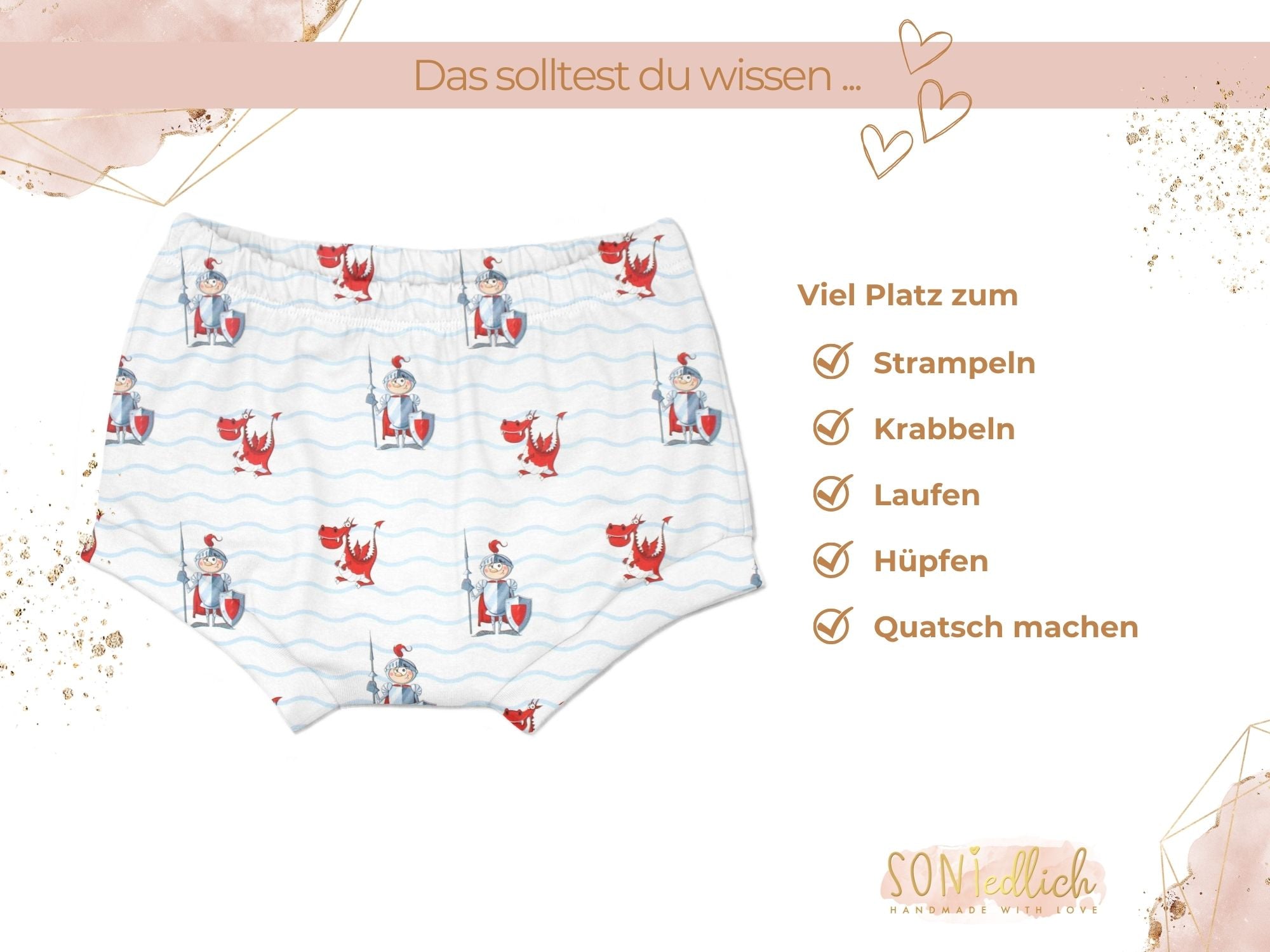 Bummie für Babys und Kinder „Ritter, weiß“ Beschreibung2