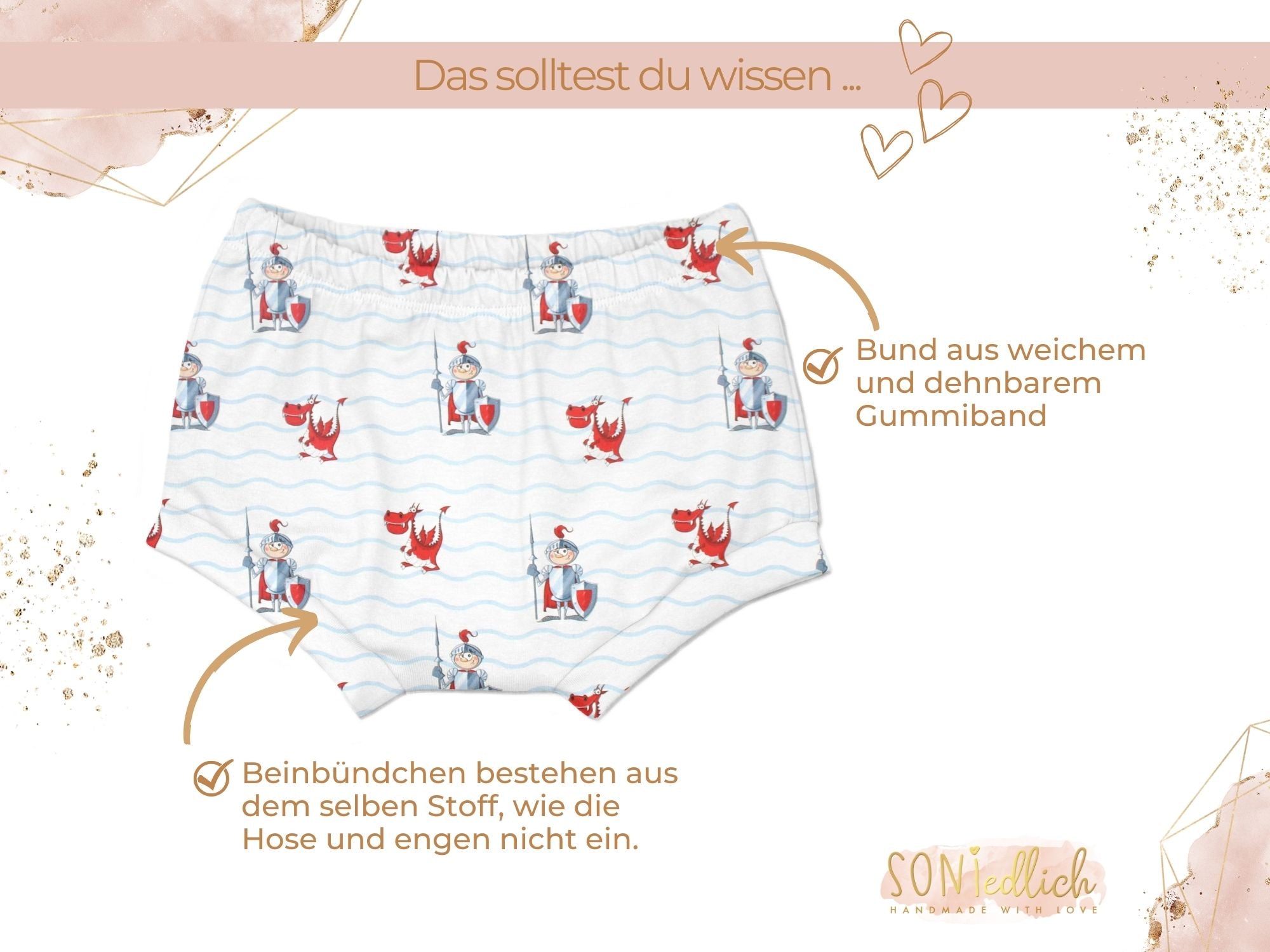Bummie für Babys und Kinder „Ritter, weiß“ Details