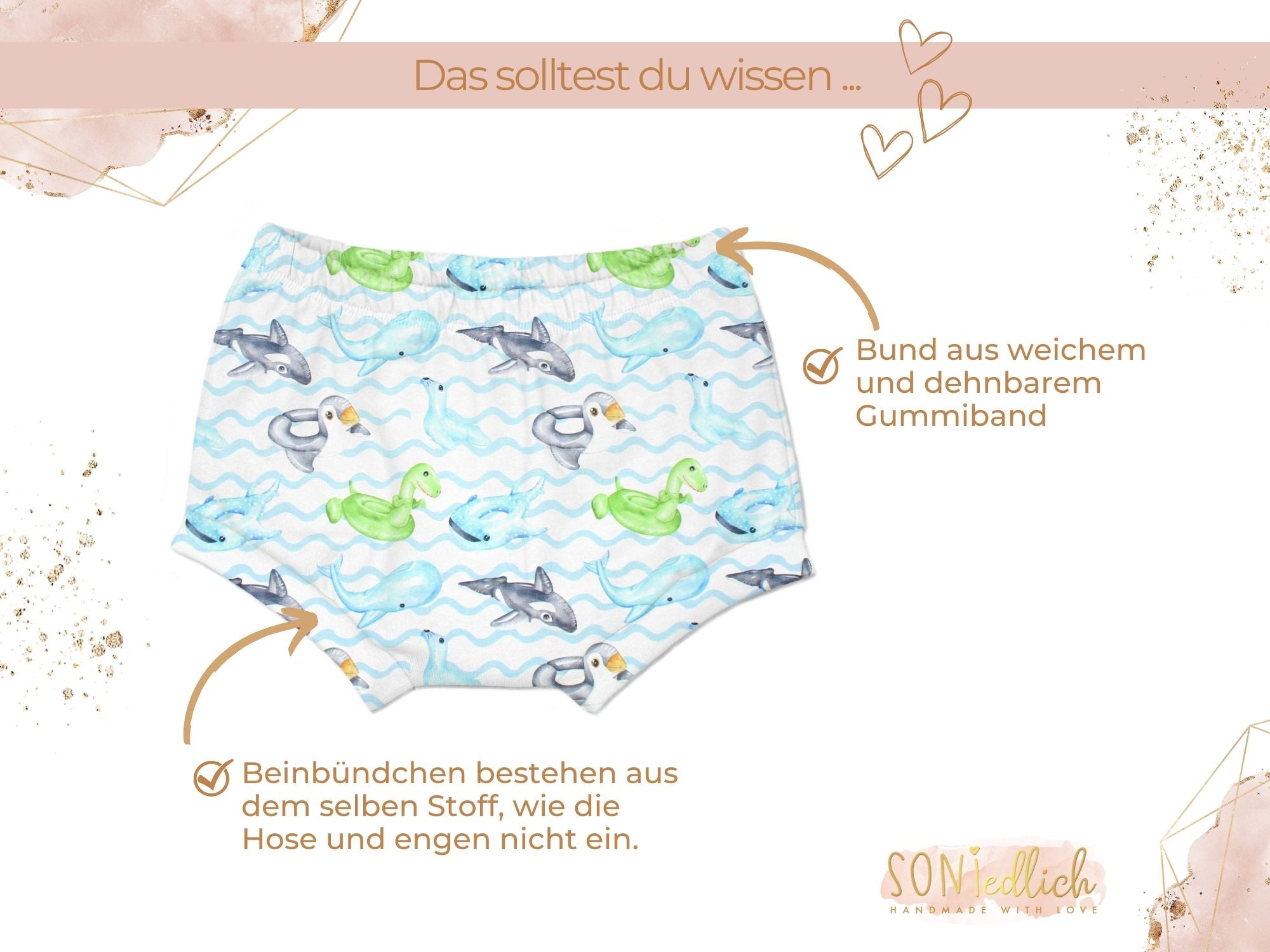 Bummie für Babys und Kinder „Schwimmreifentiere" Details