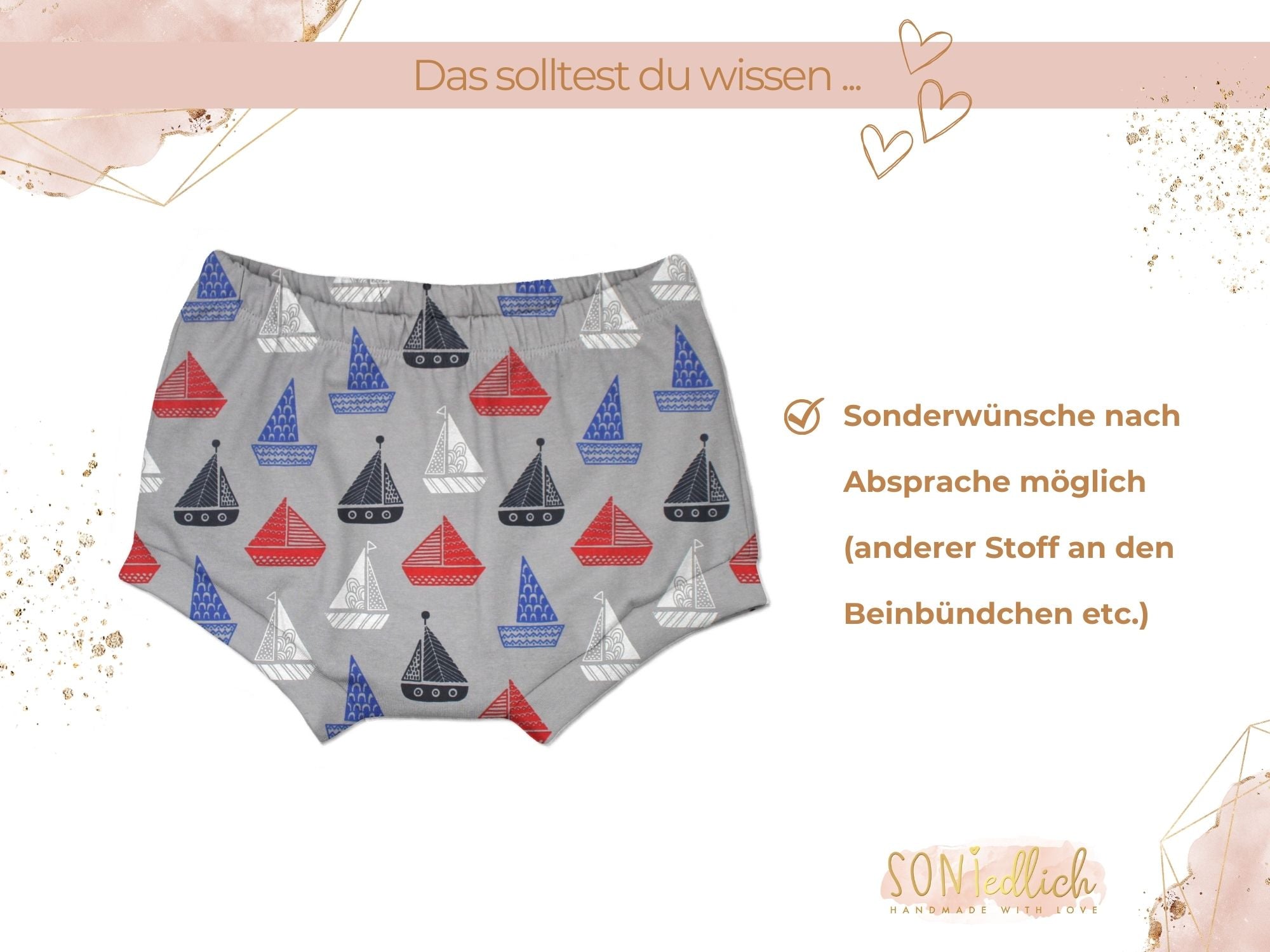 Bummie für Babys und Kinder „Segelboot“ Sonderwünsche