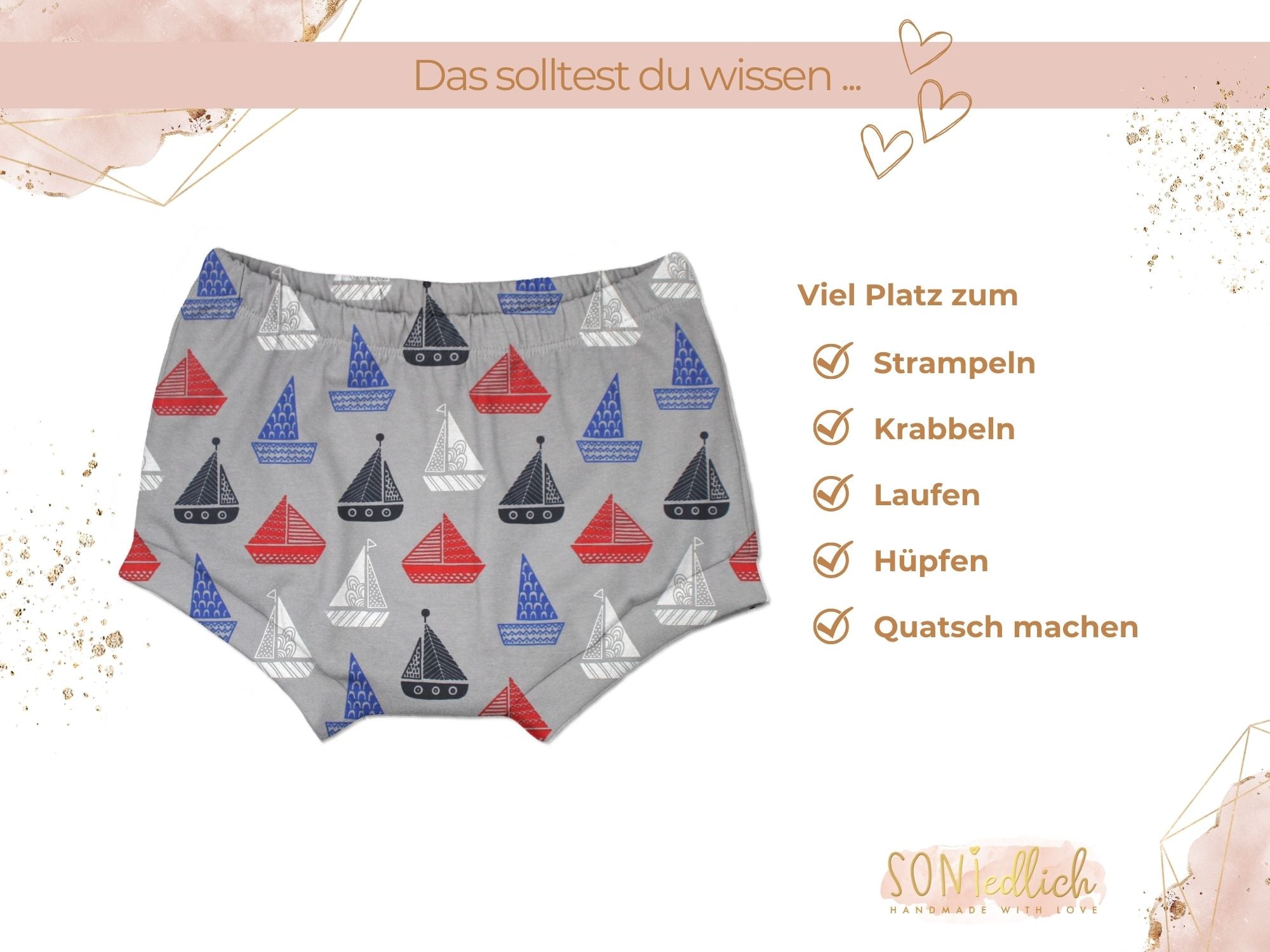 Bummie für Babys und Kinder „Segelboot“ Beschreibung2