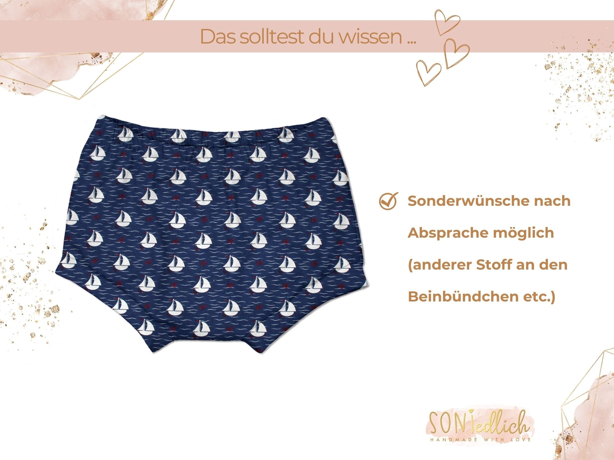 Bummie für Babys und Kinder „Segelboote, marine“ Sonderwünsche