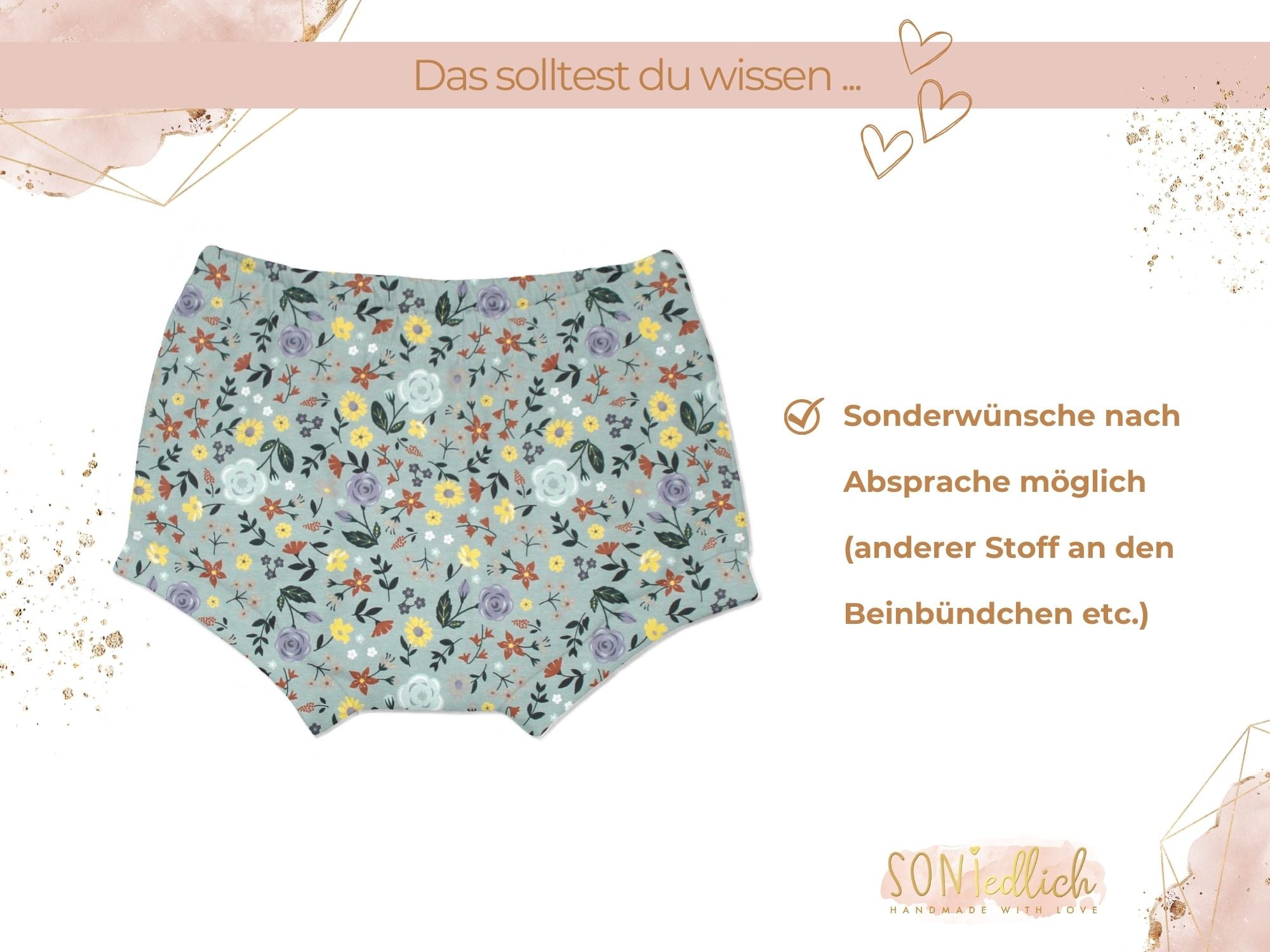 Bummie für Babys und Kinder „Sommerwiese, altgrün“ Sonderwünsche