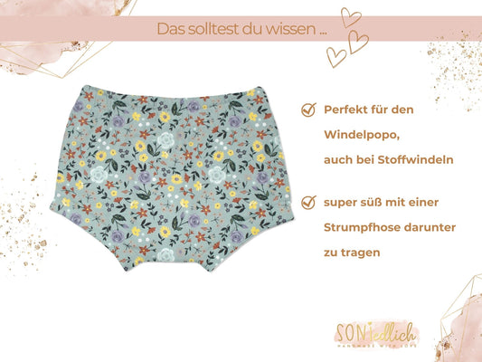 Bummie für Babys und Kinder „Sommerwiese, altgrün“ Beschreibung1