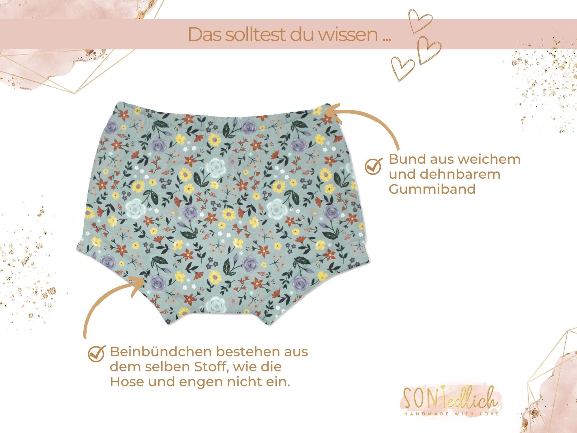 Bummie für Babys und Kinder „Sommerwiese, altgrün“ Details