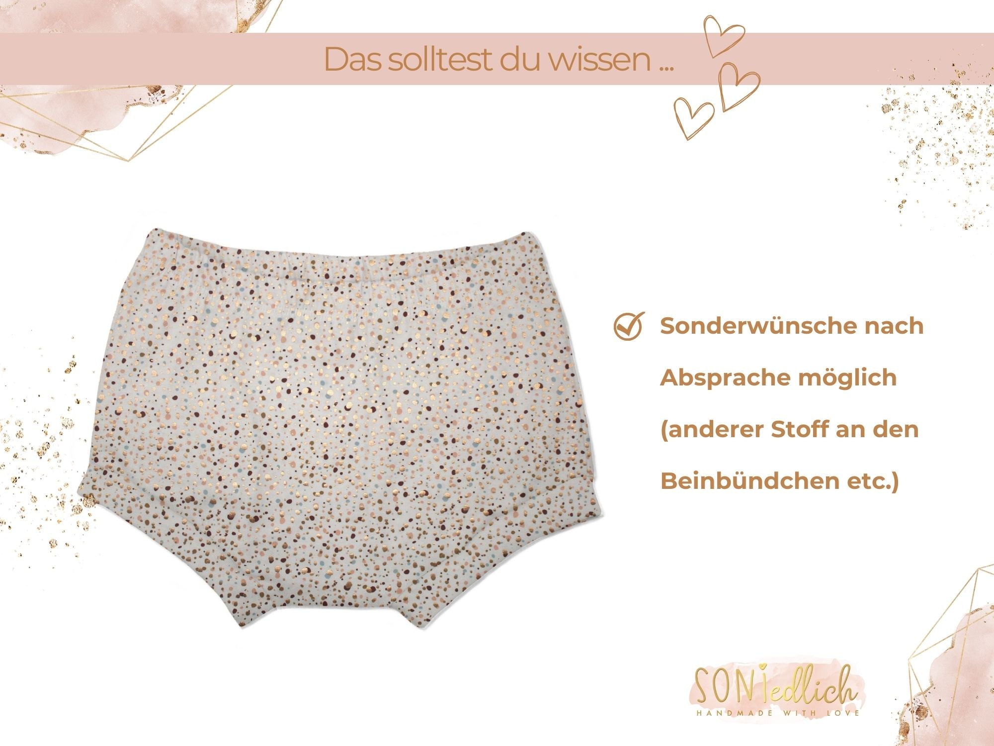 Bummie für Babys und Kinder „Sprenkel, gold“ Sonderwünsche