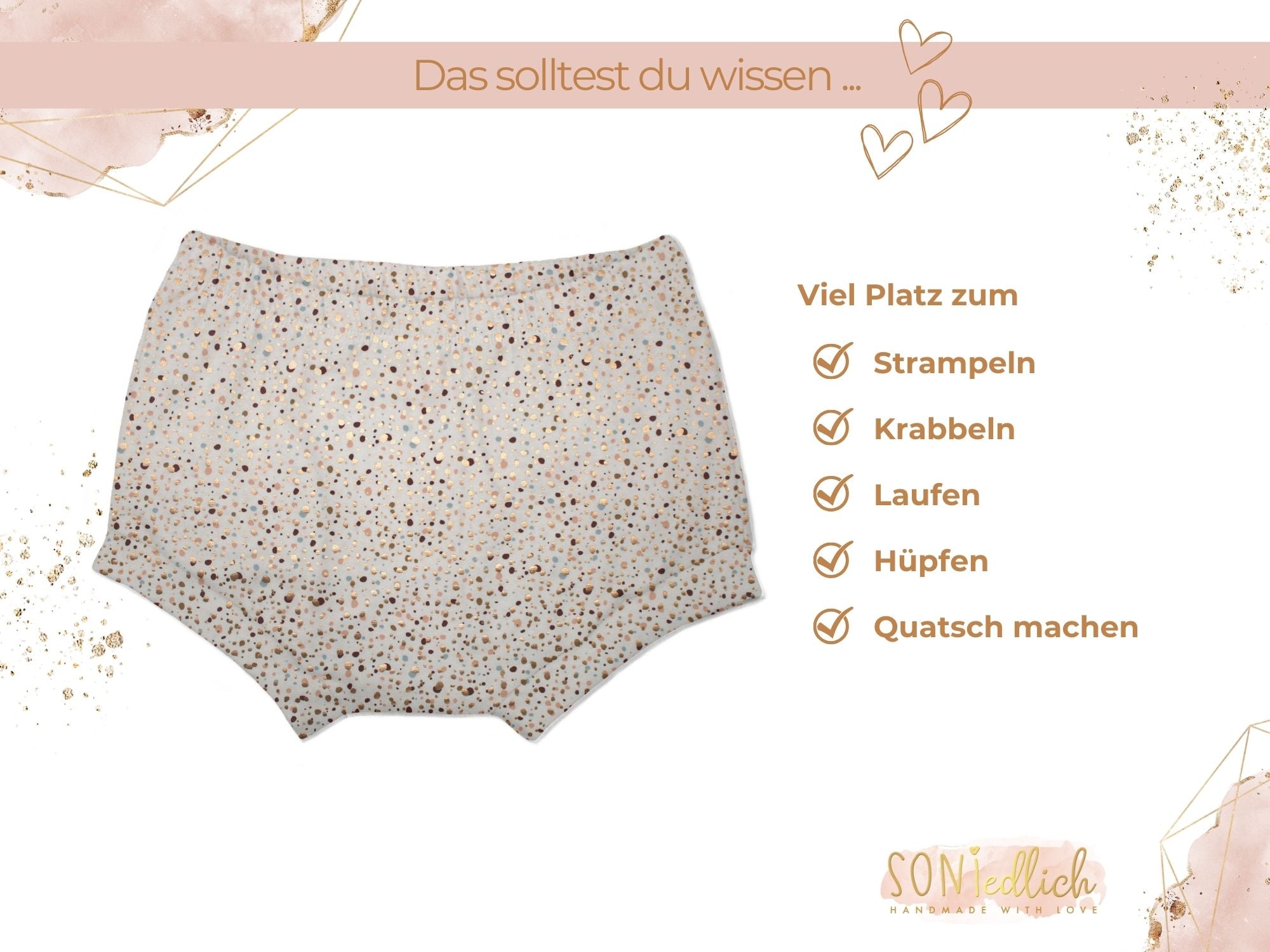 Bummie für Babys und Kinder „Sprenkel, gold“ Beschreibung2