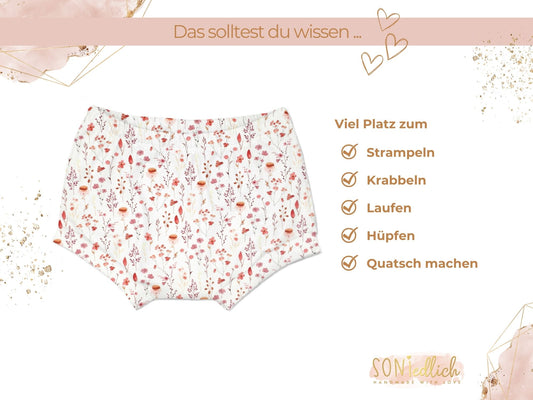 Bummie für Babys und Kinder „sunset flowers“ Beschreibung2