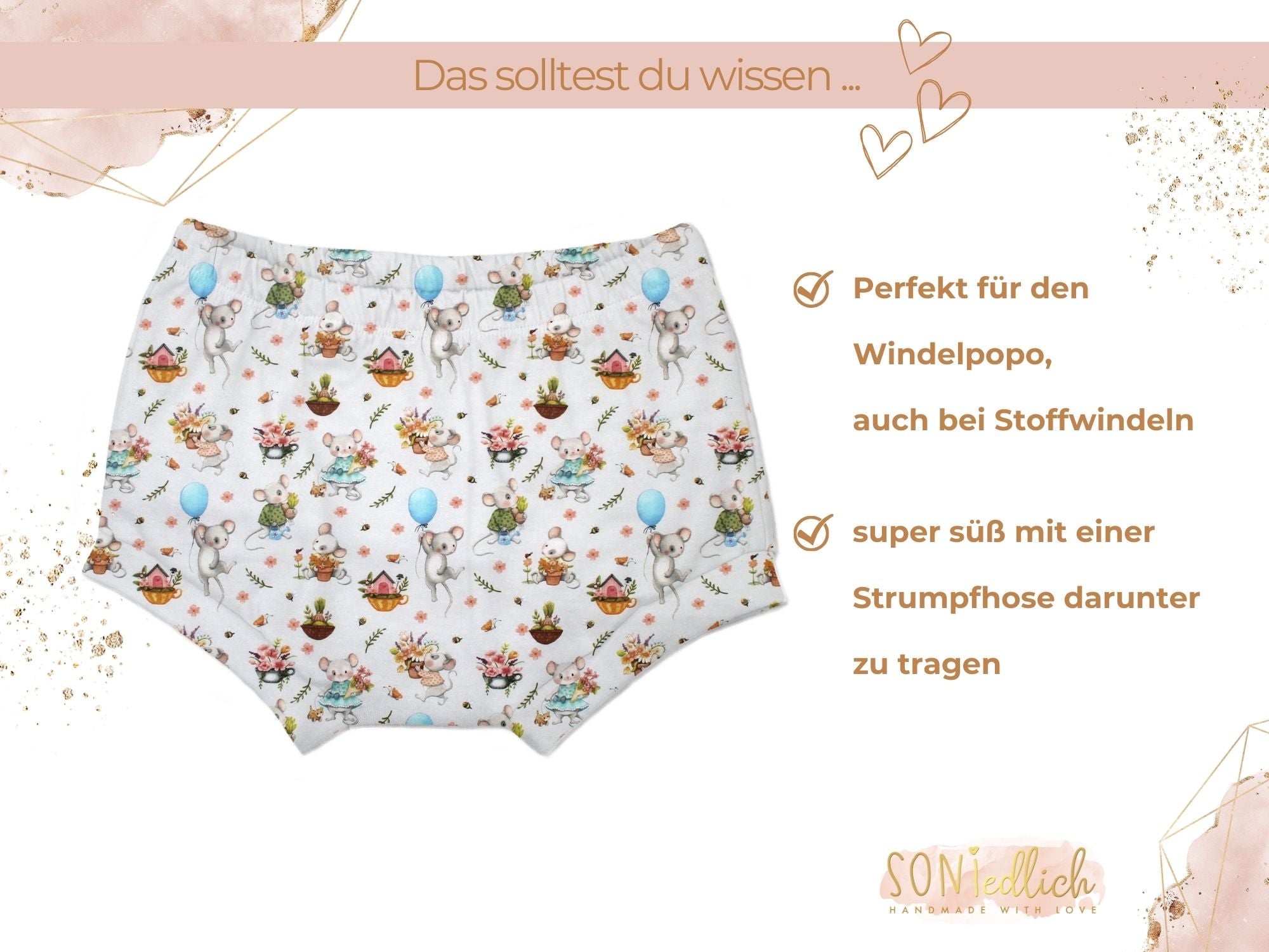 Bummie für Babys und Kinder „sweet garden“ Beschreibung1