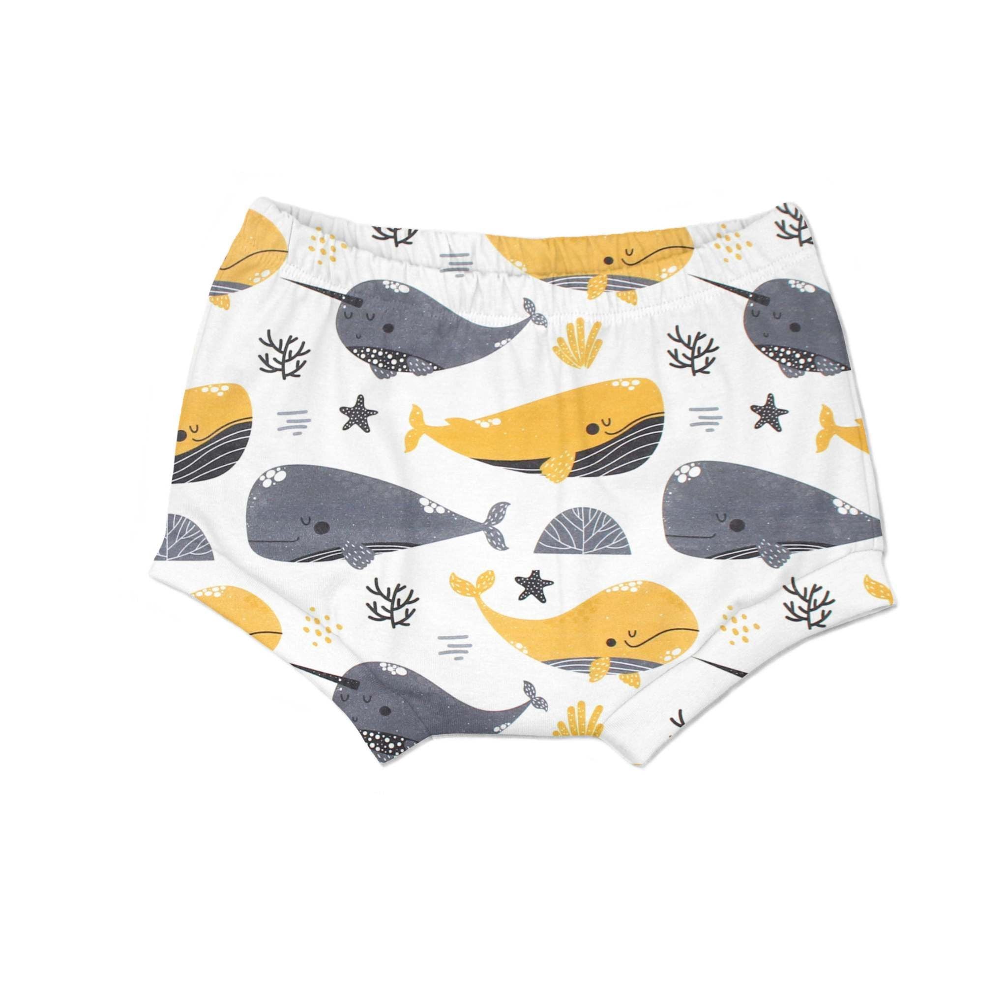 Bummie für Babys und Kinder „Wale, senf“