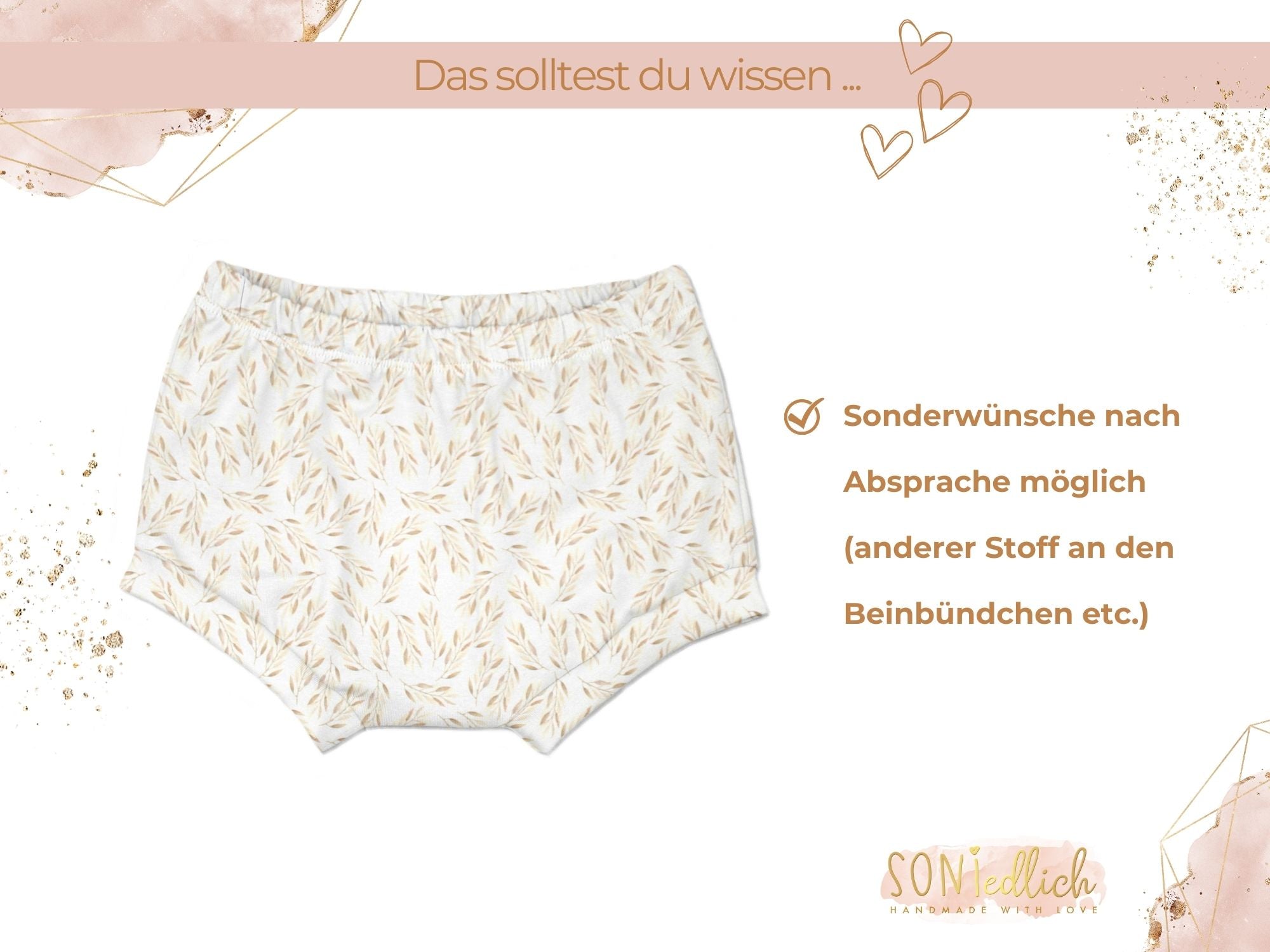 Bummie für Babys und Kinder „Weizenzweige“ Sonderwünsche