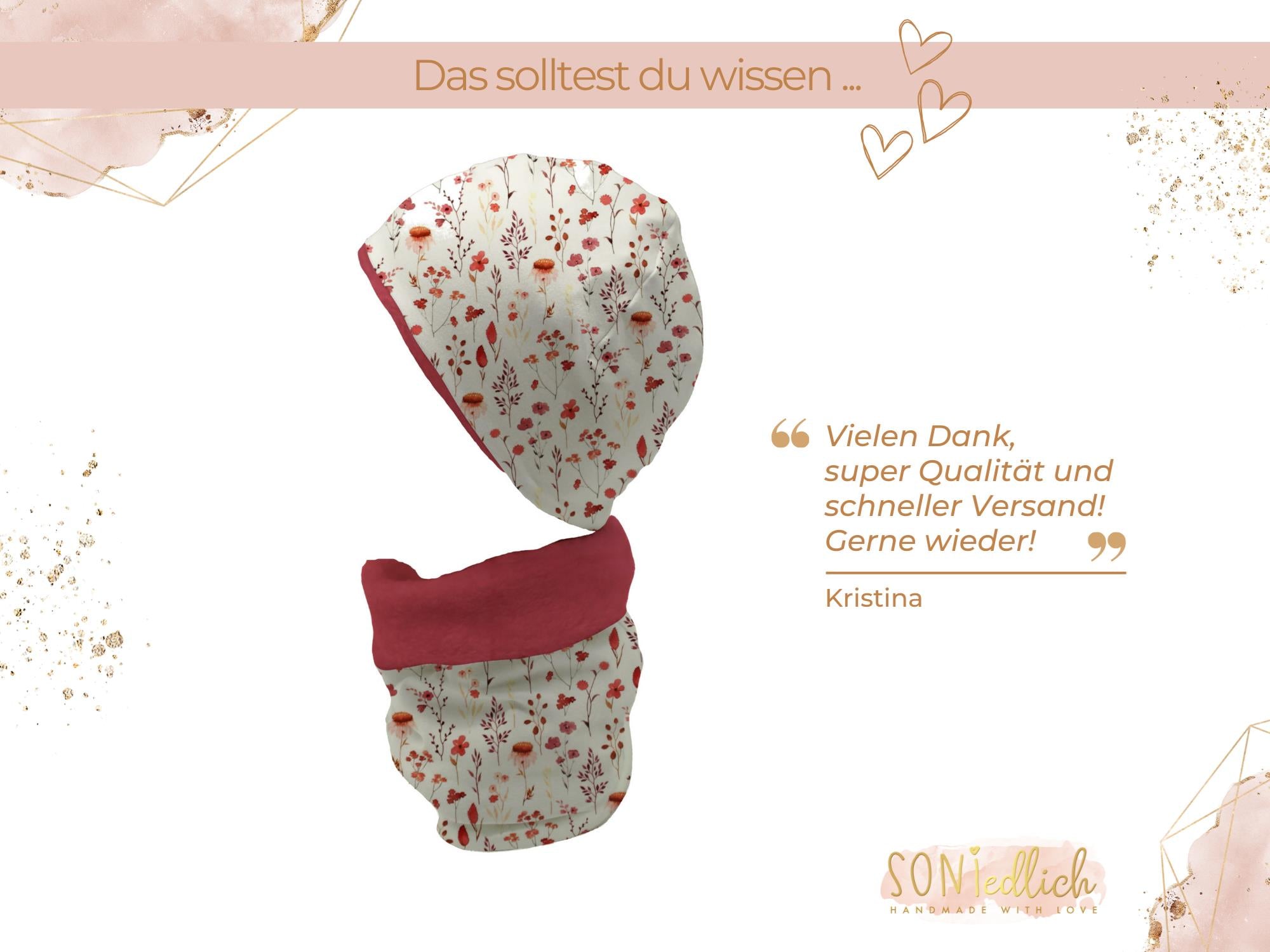 Gefüttertes Mützen und Loop Set für Babys und Kinder „sunset flowers“ Bewertung