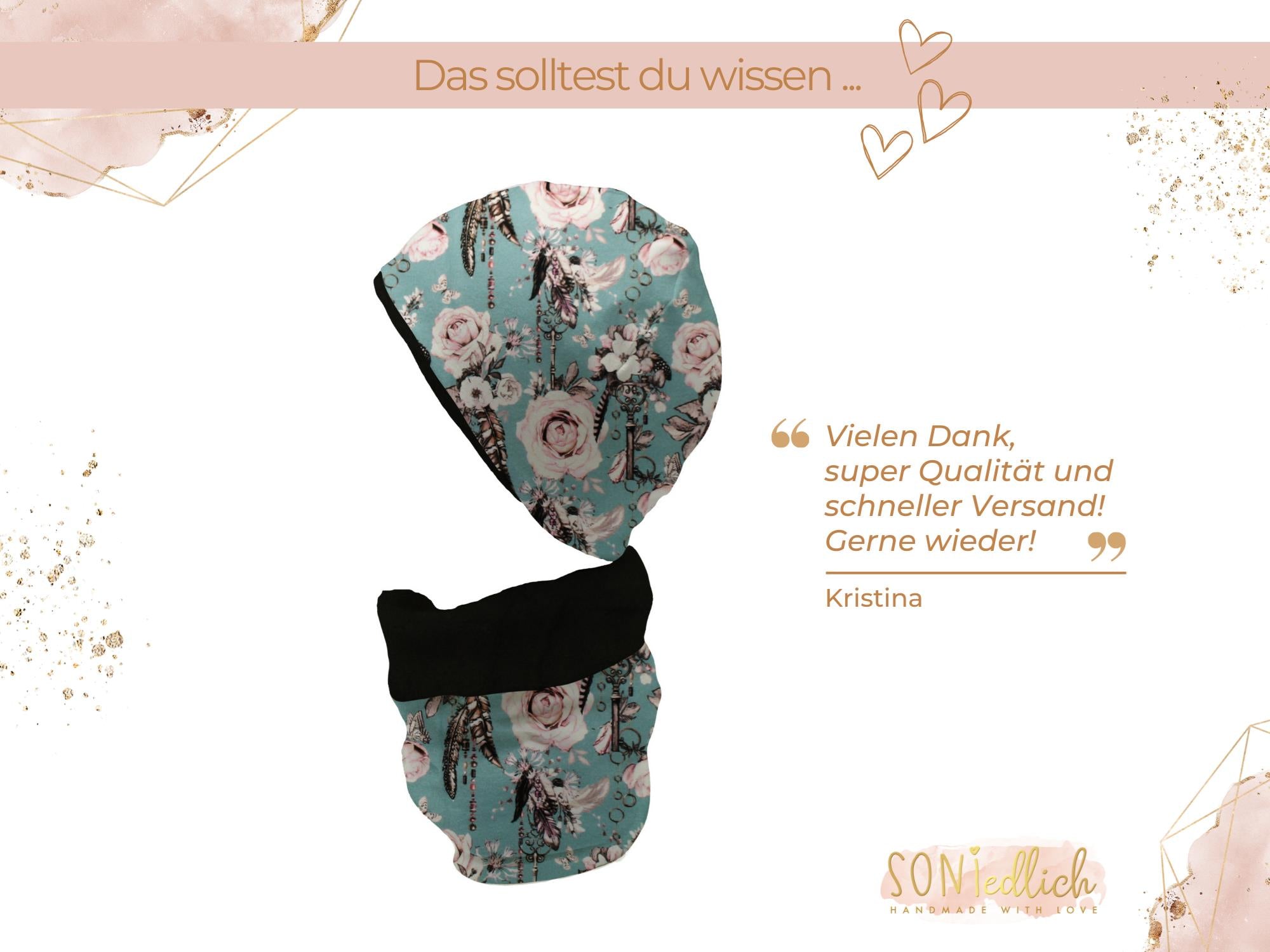 Gefüttertes Mützen und Loop Set für Babys und Kinder „sweet keys“ Bewertung