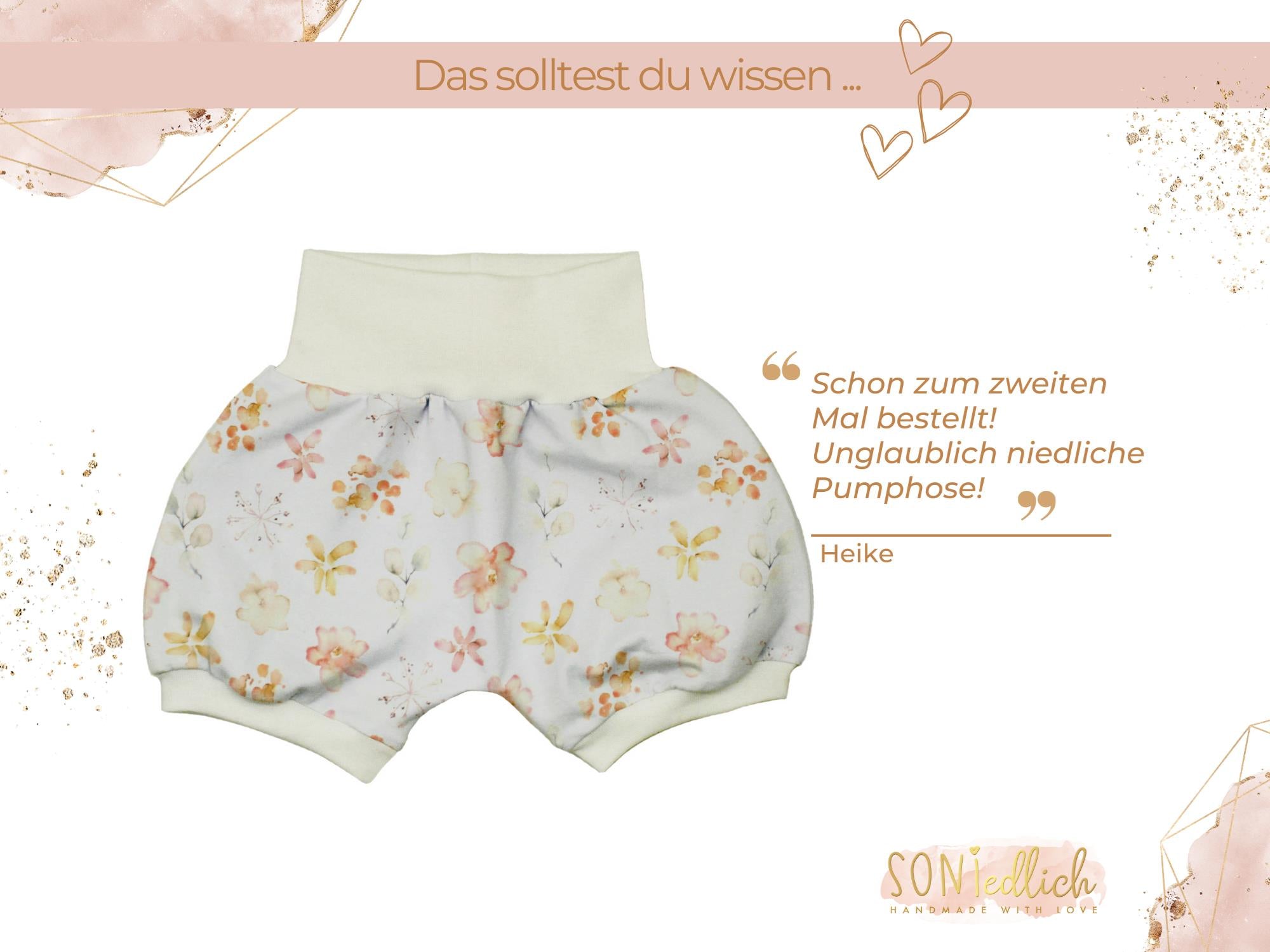 Kurze Pumphose für Babys und Kinder „aquarell flowers“ Bewertung