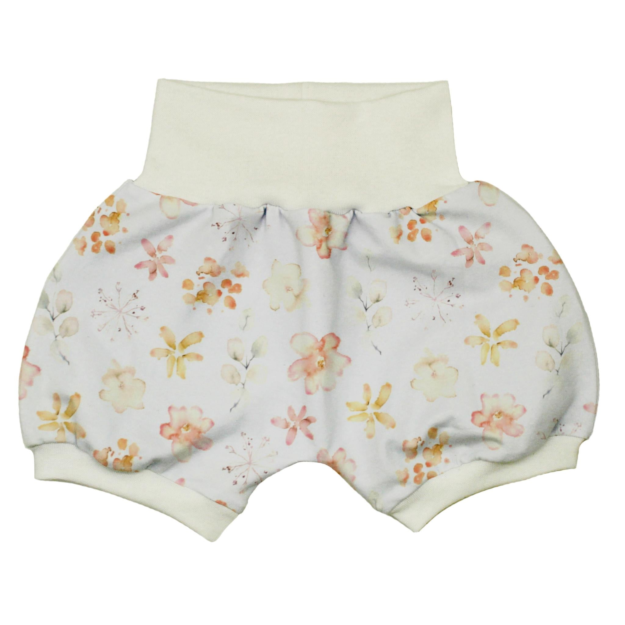 Kurze Pumphose für Babys und Kinder „aquarell flowers“