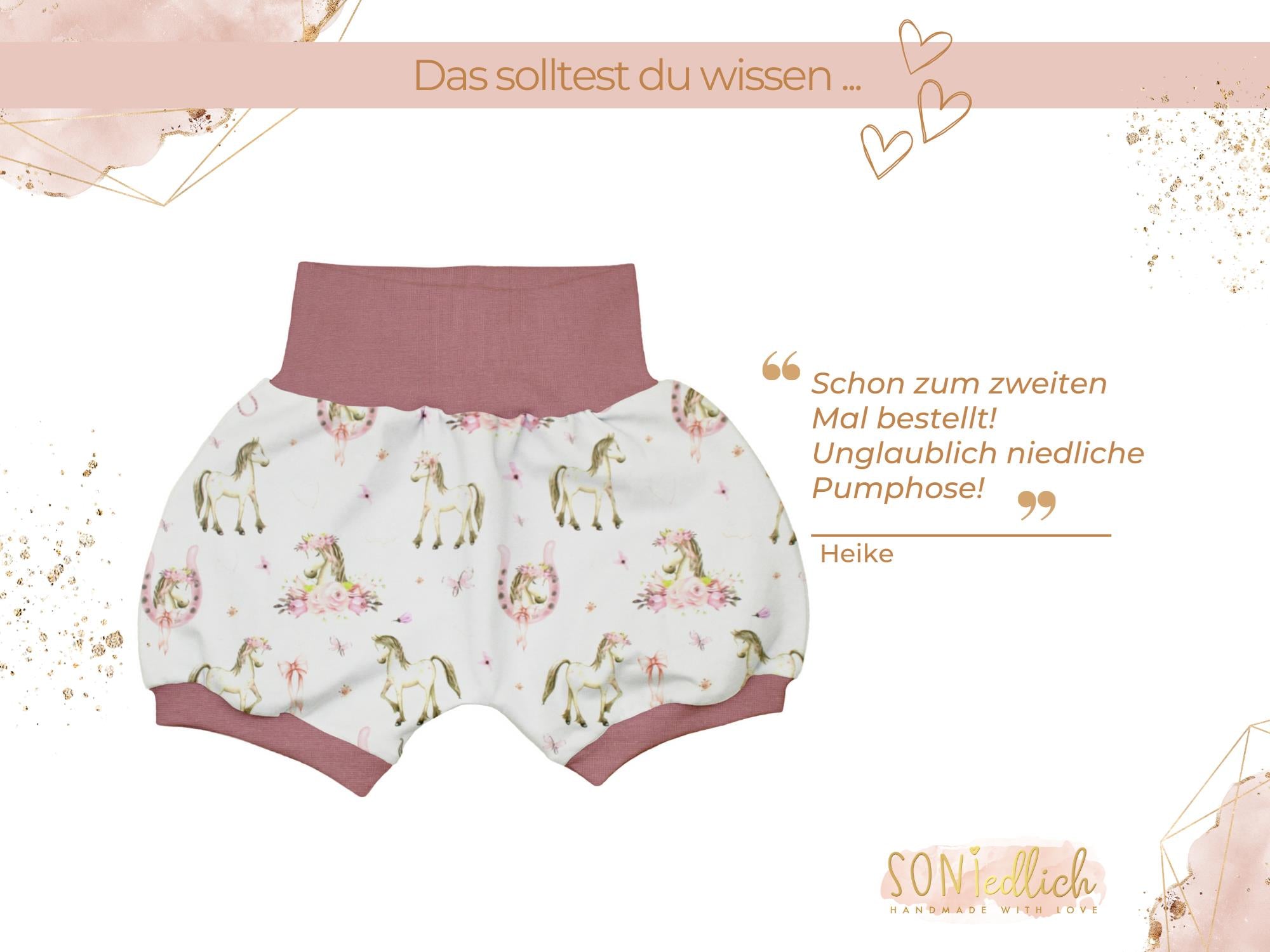 Kurze Pumphose für Babys und Kinder "Boho Pferde" Bewertung