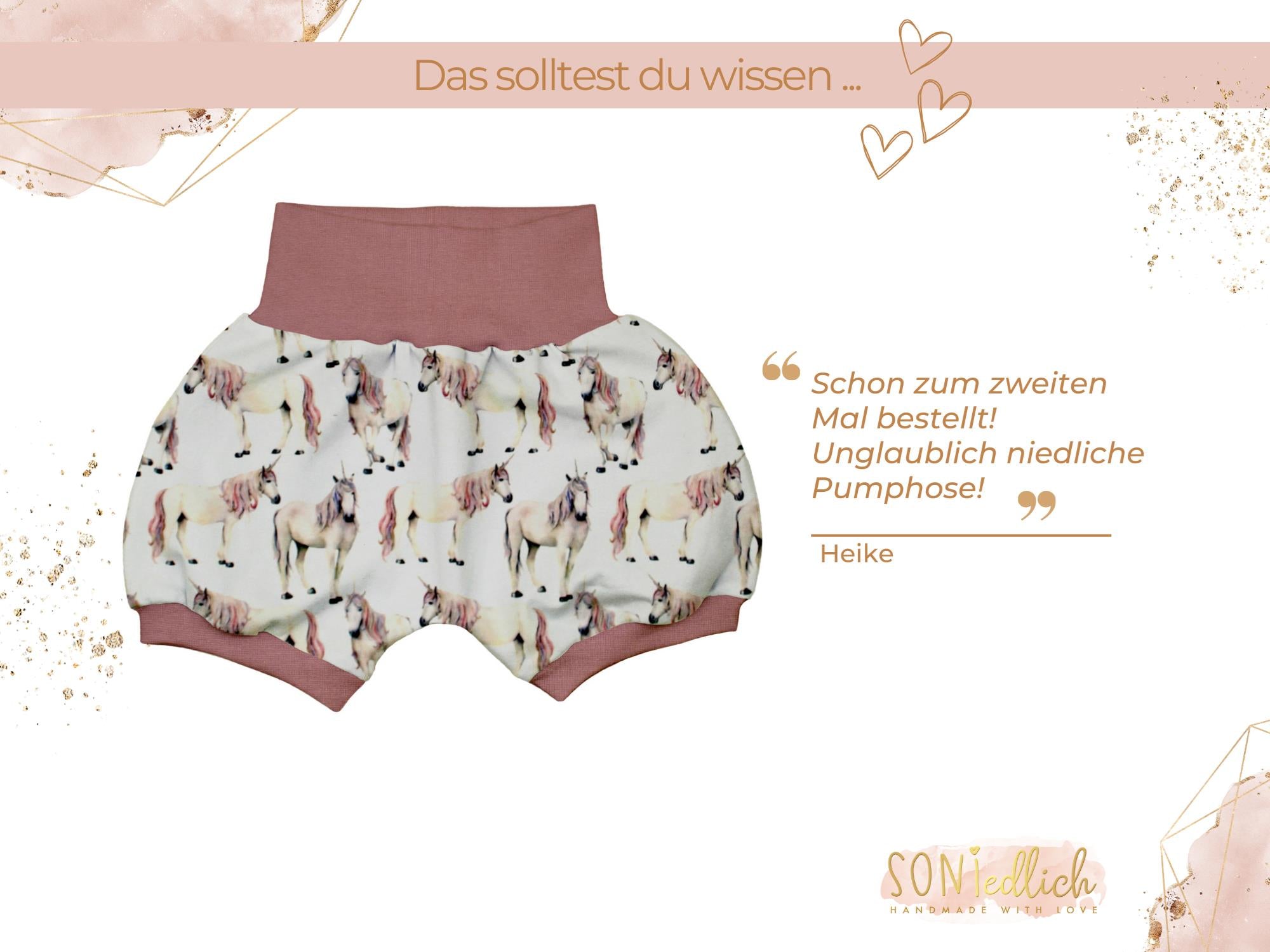 Kurze Pumphose für Babys und Kinder "Einhorn" Bewertung
