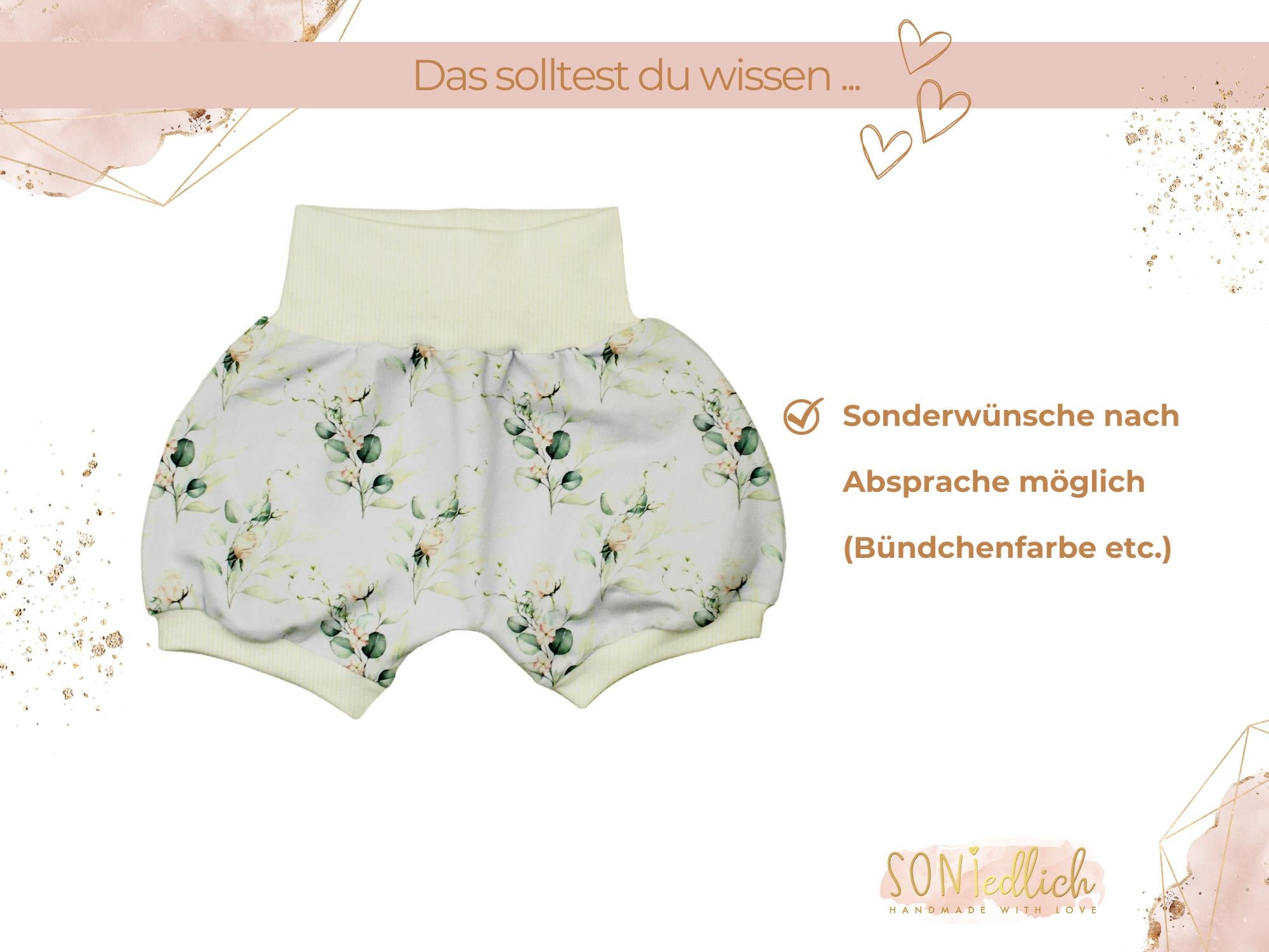 Kurze Pumphose für Babys und Kinder "Eukalyptus" Sonderwünsche
