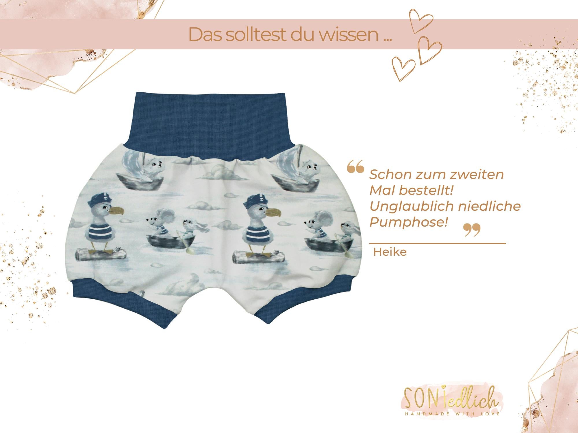 Kurze Pumphose für Babys und Kinder "Kapitän Möwe" Bewertung