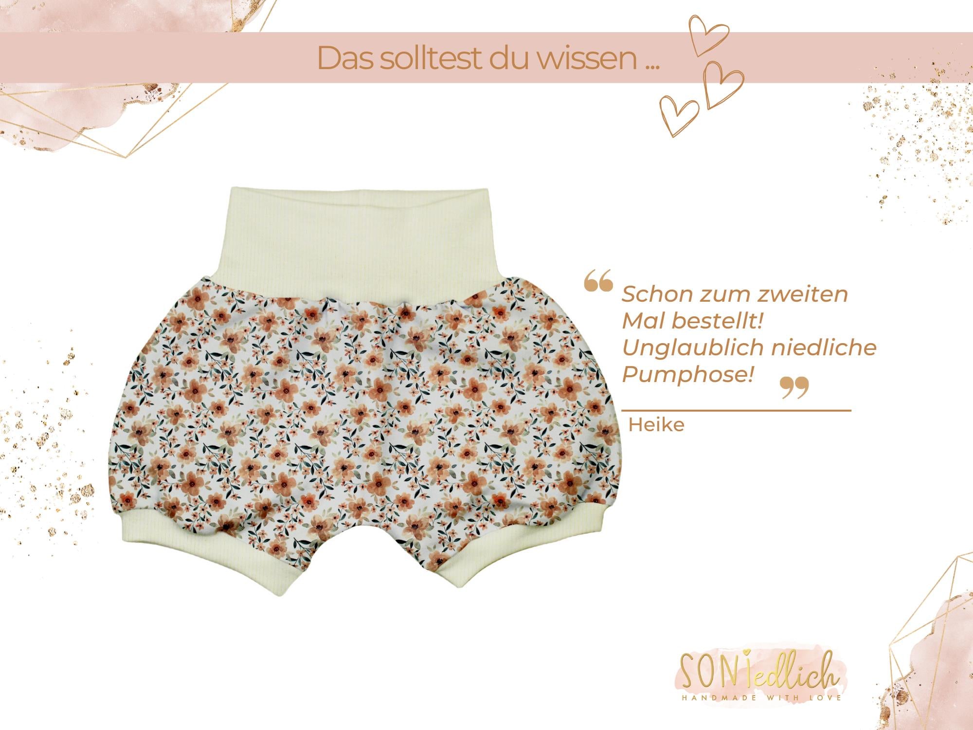 Kurze Pumphose für Babys und Kinder "Quittenblüte" Bewertung