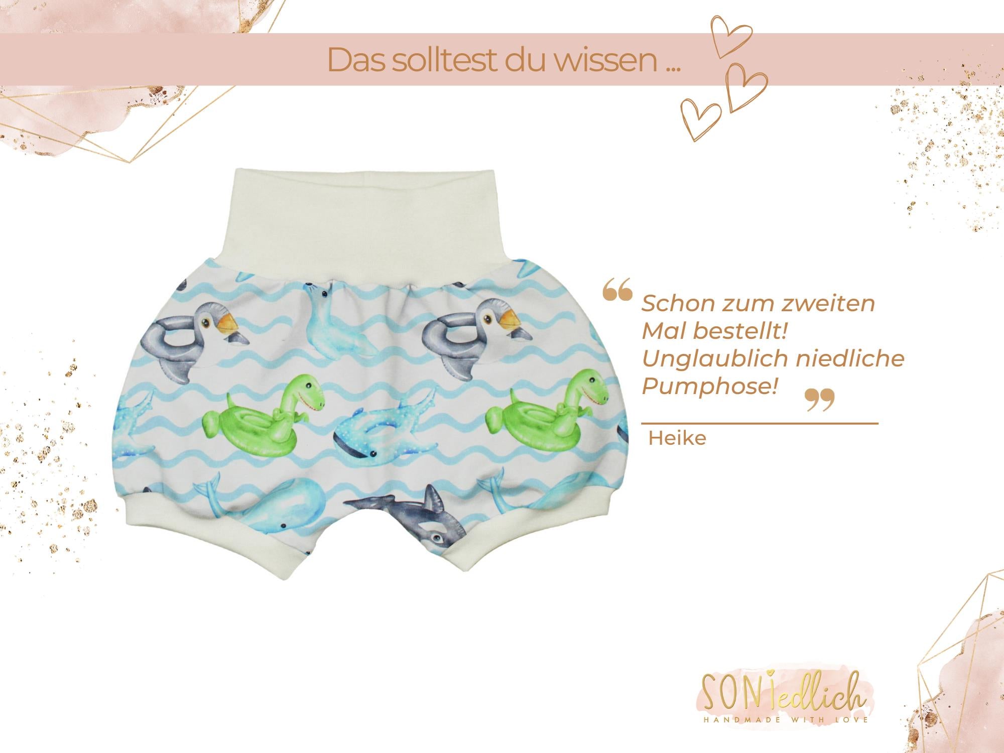 Kurze Pumphose für Babys und Kinder "Schwimmreifentiere" Bewertung
