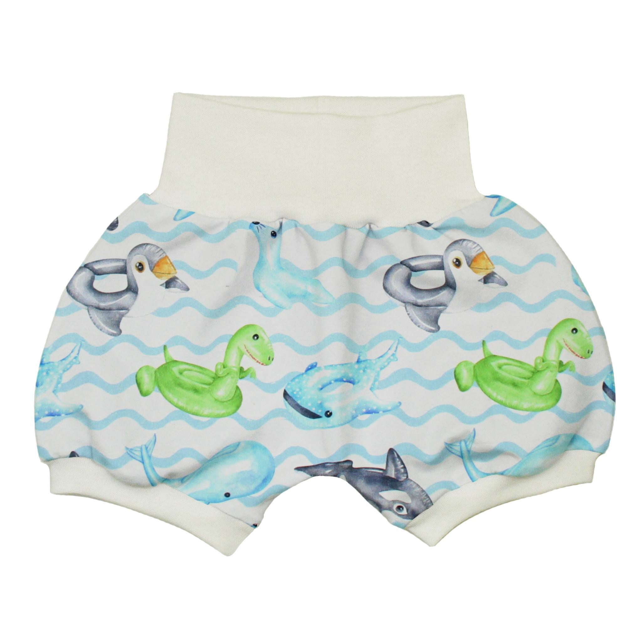 Kurze Pumphose für Babys und Kinder "Schwimmreifentiere"
