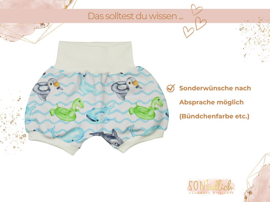 Kurze Pumphose für Babys und Kinder "Schwimmreifentiere" Sonderwünsche