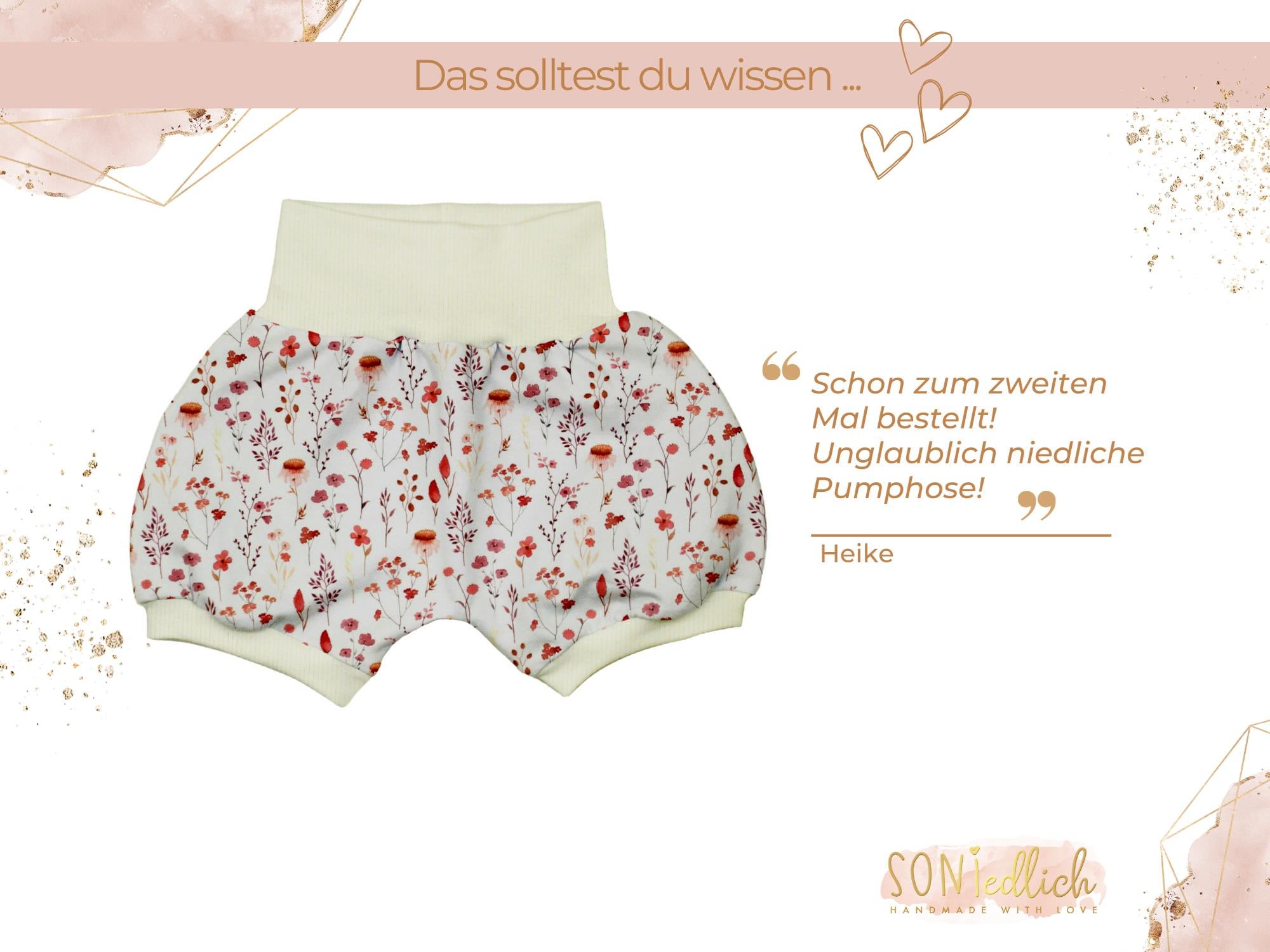 Kurze Pumphose für Babys und Kinder "sunset flowers" Bewertung