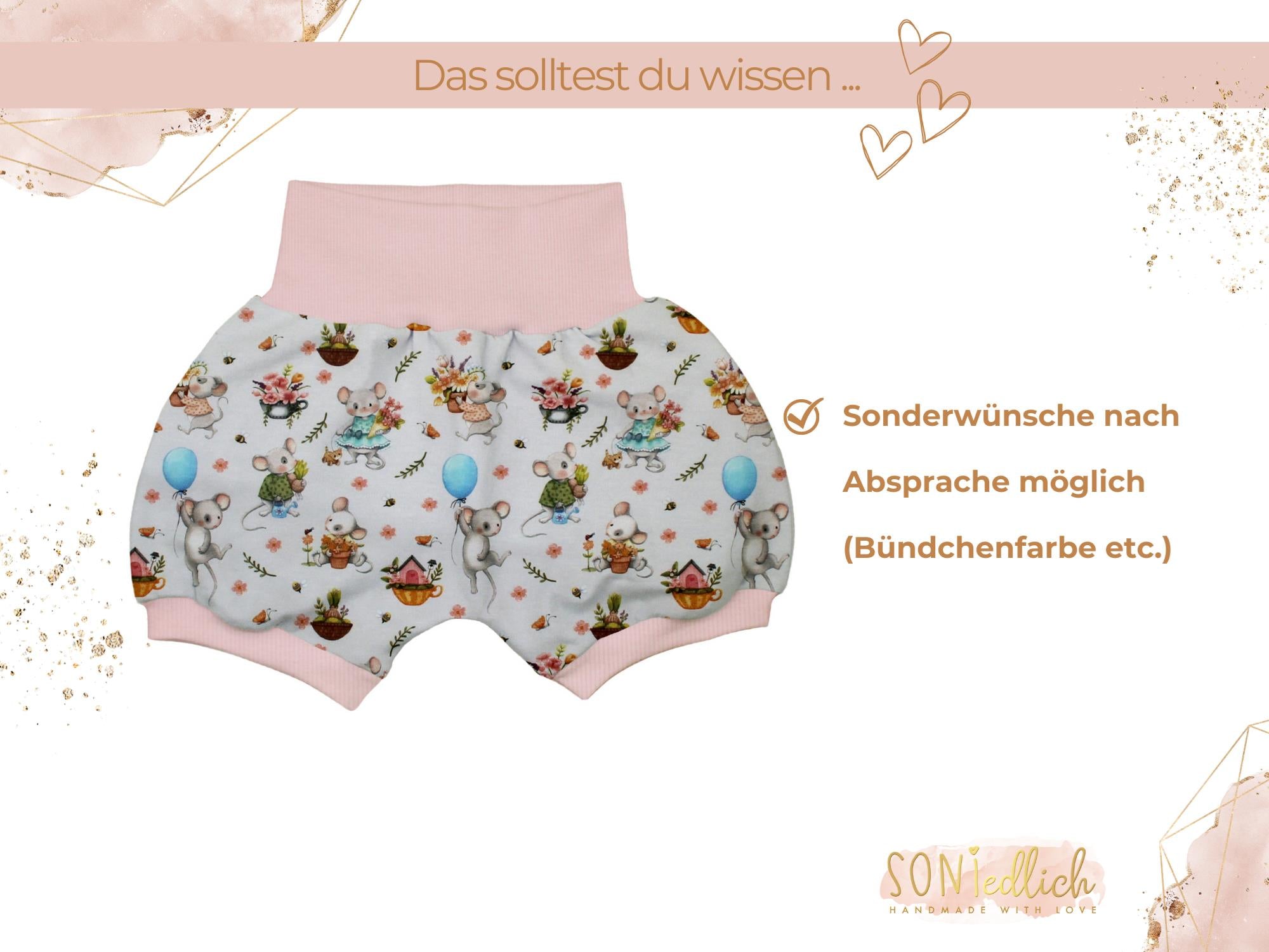 Kurze Pumphose für Babys und Kinder "sweet garden" Sonderwünsche
